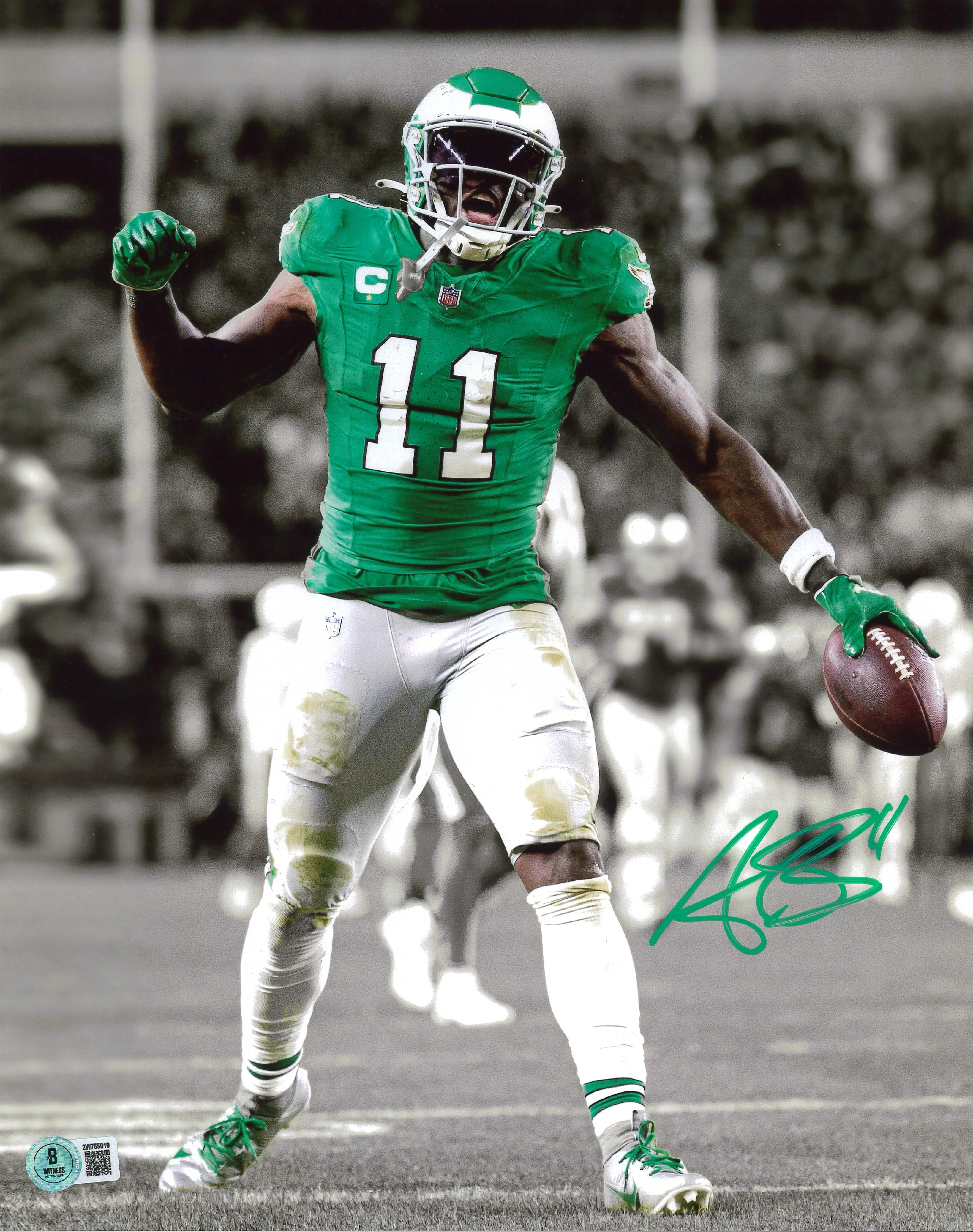 AJ Brown Philadelphia Eagles Autographed 16" x 20" Spotlight Football Photo
