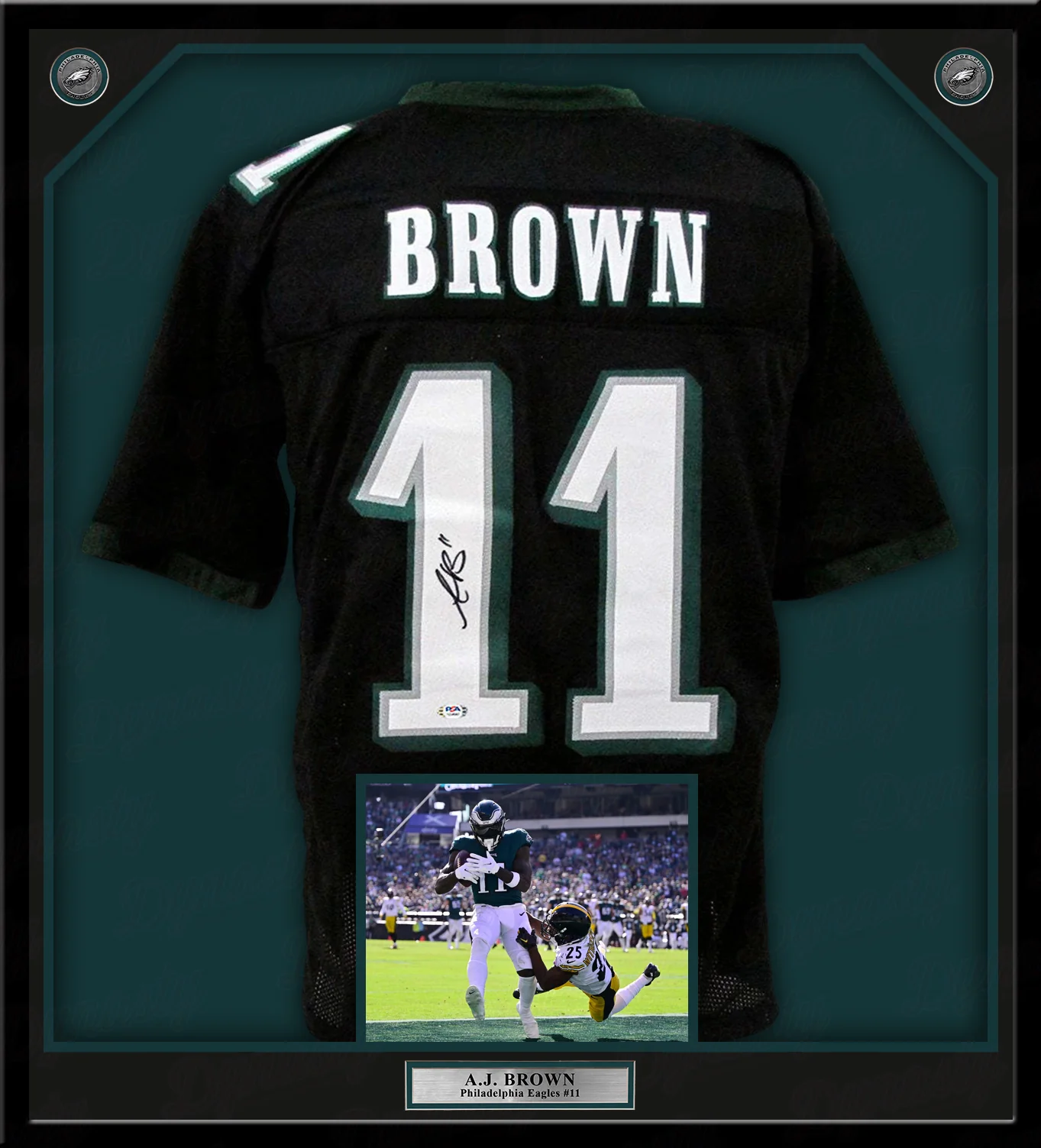 AJ Brown Philadelphia Eagles Autographed Framed Black Football Jersey