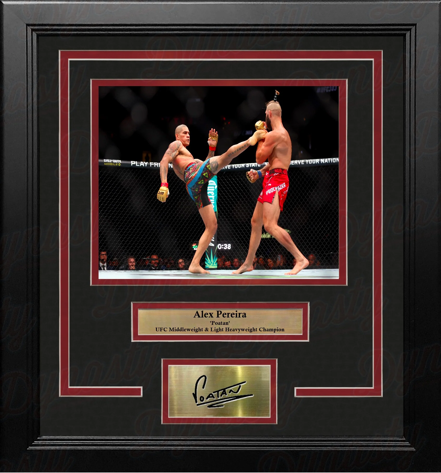 Alex Pereira in Action 8" x 10" Framed UFC Mixed Martial Arts Photo with Engraved Autograph