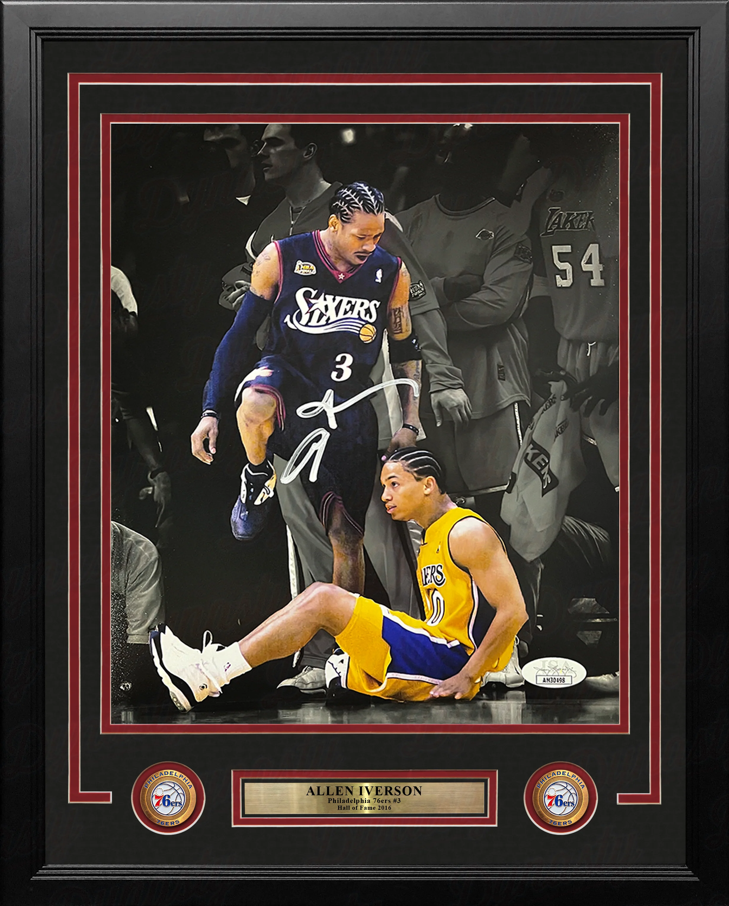 Allen Iverson Standing Over Lue Philadelphia 76ers Autographed 11" x 14" Framed Blackout Photo