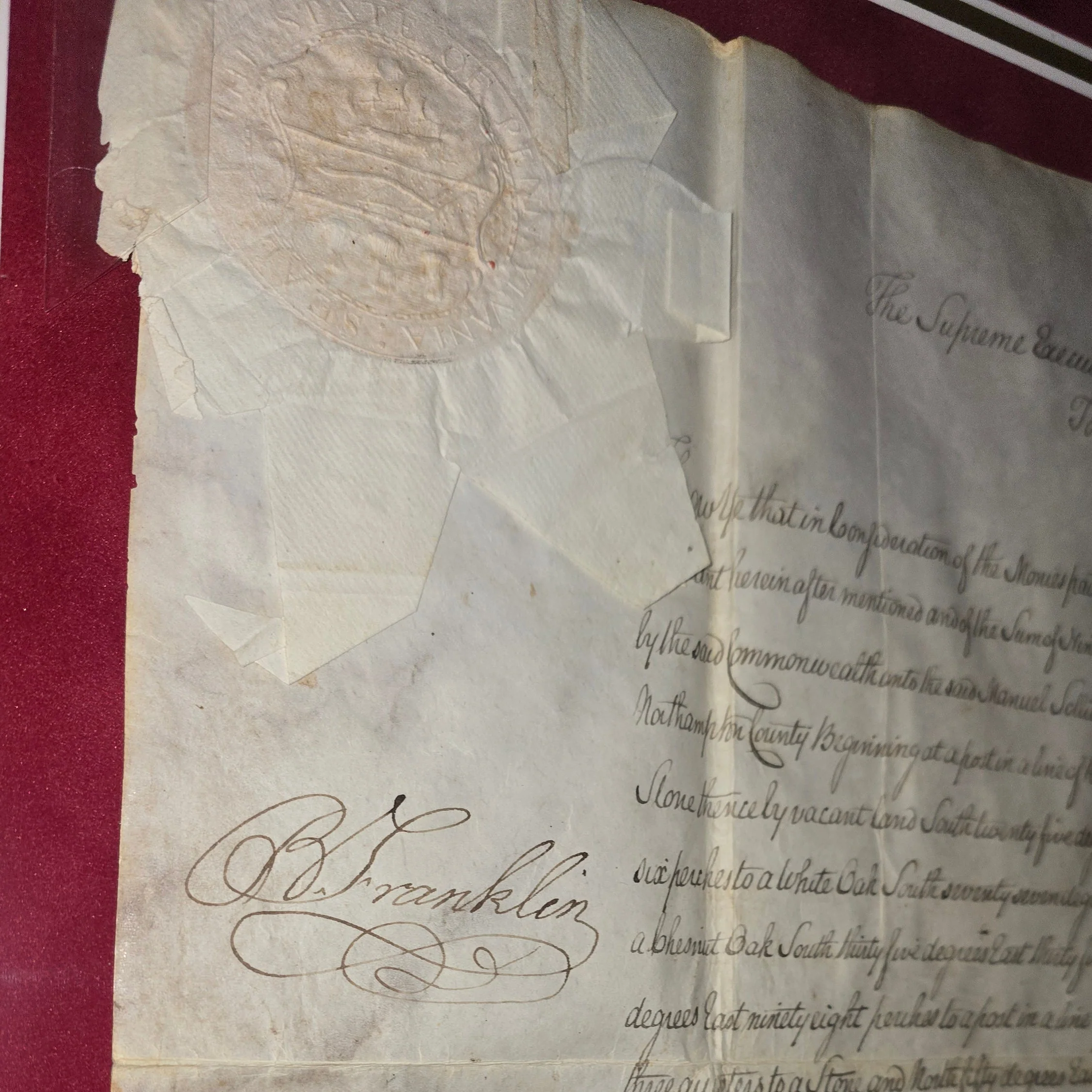 Benjamin Franklin Signed 1787 Pennsylvania Land Grant - Image 2