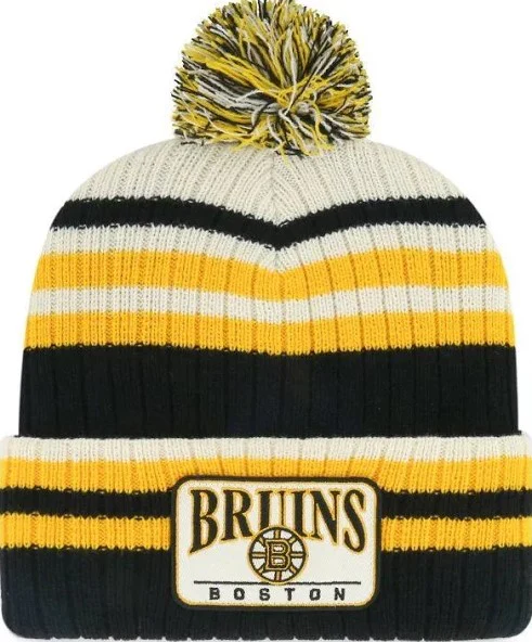Boston Bruins Streak Knit Hat with Pom