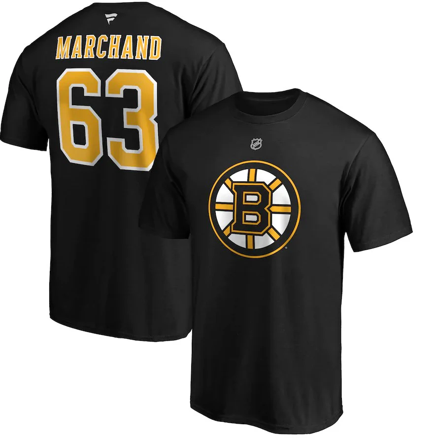 Brad Marchand Boston Bruins Authentic Player Name & Number T-Shirt - Black
