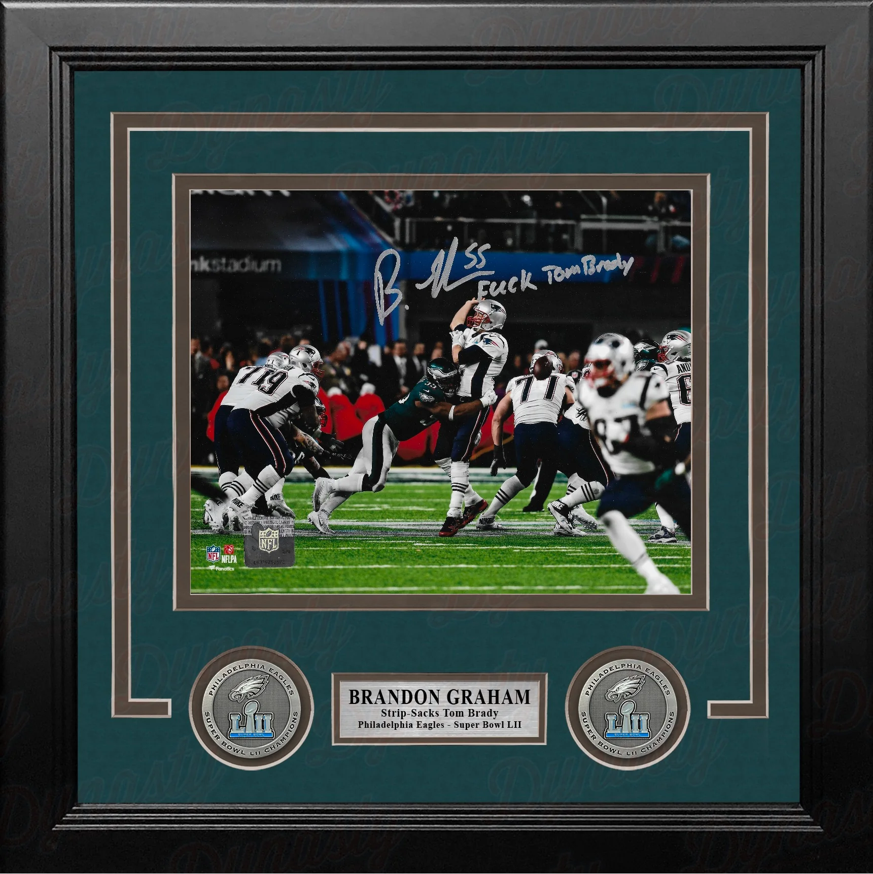 Brandon Graham Strip-Sack Philadelphia Eagles Autographed 8x10 Framed Photo - F*ck Tom Brady