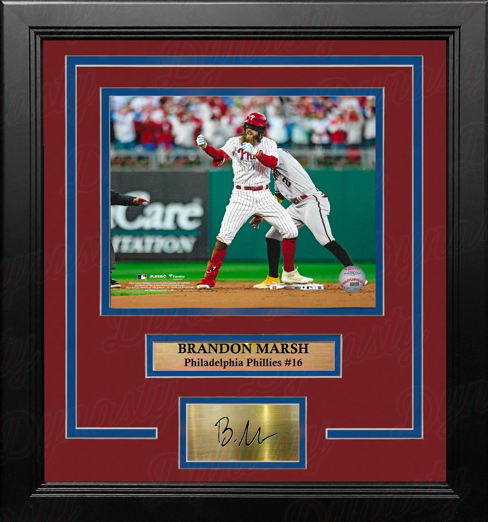 Brandon Marsh Celebration Philadelphia Phillies 16x20 Framed Baseball Photo with Engraved Autograph