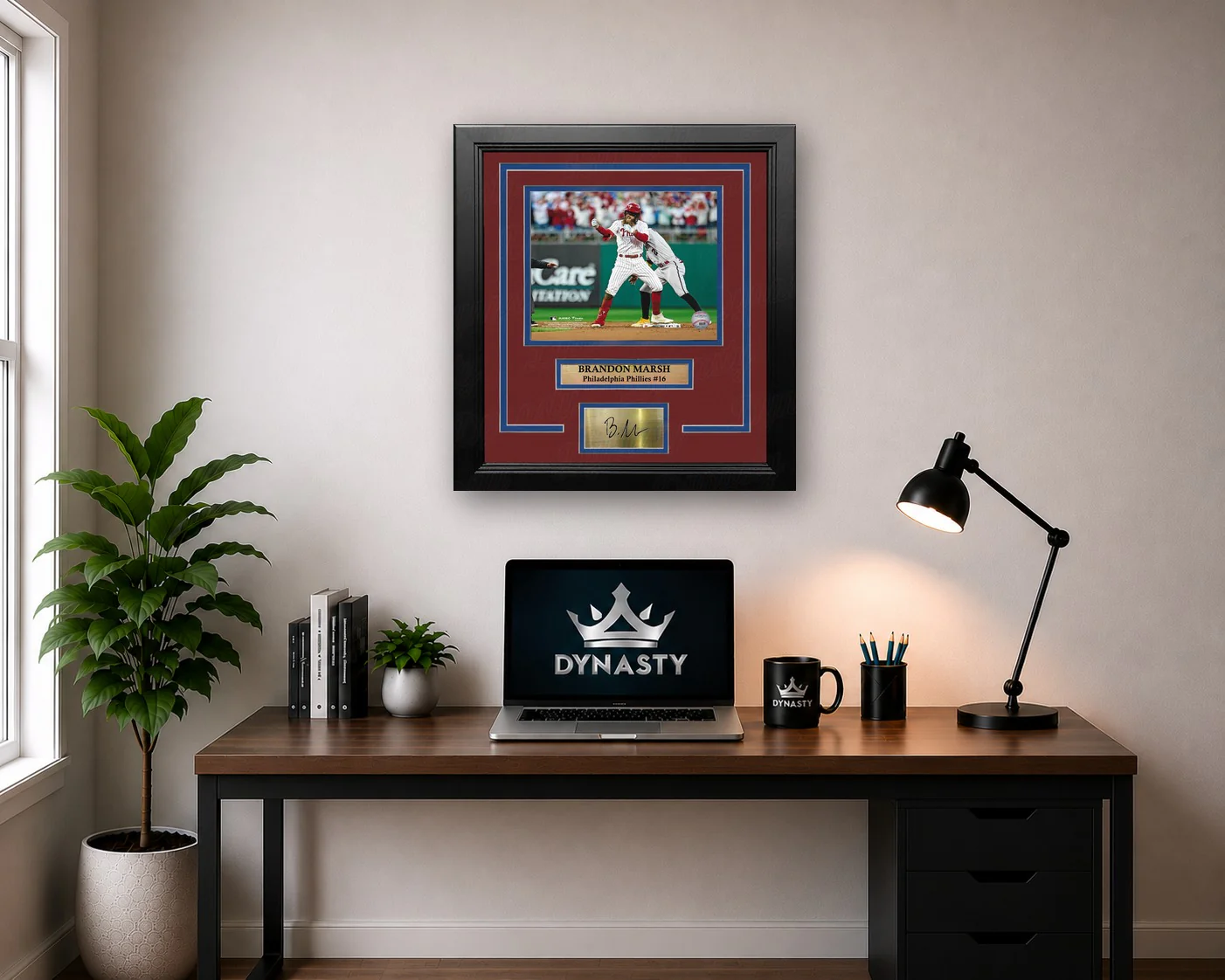 Brandon Marsh Celebration Philadelphia Phillies 16x20 Framed Baseball Photo with Engraved Autograph - Image 2