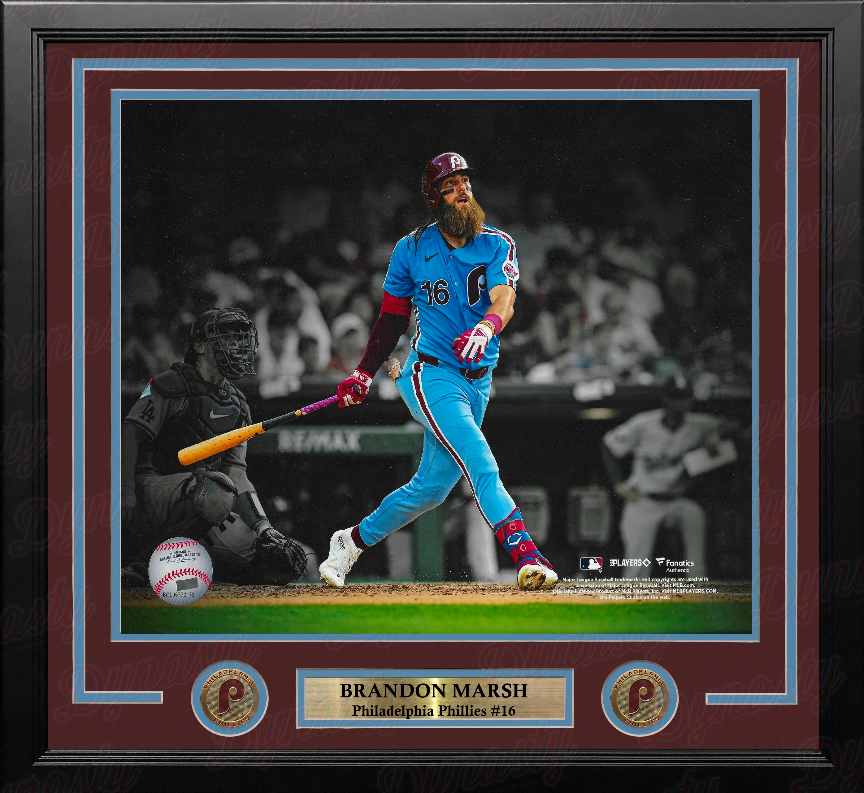 Brandon Marsh Home Run Philadelphia Phillies 11" x 14" Framed Throwback Blackout Photo