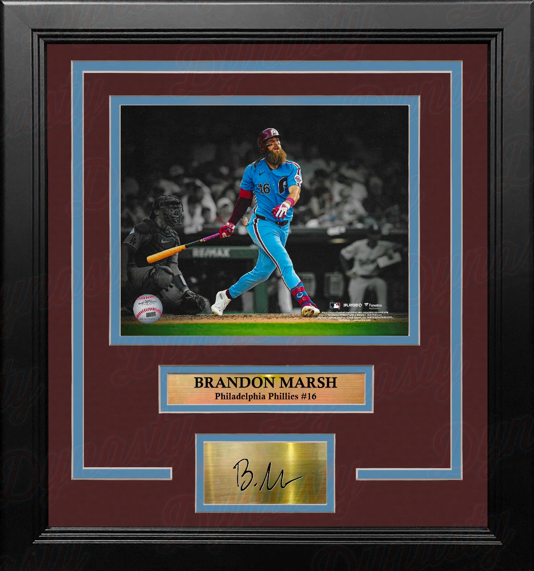 Brandon Marsh Philadelphia Phillies 11x14 Framed Throwback Blackout Photo with Engraved Autograph