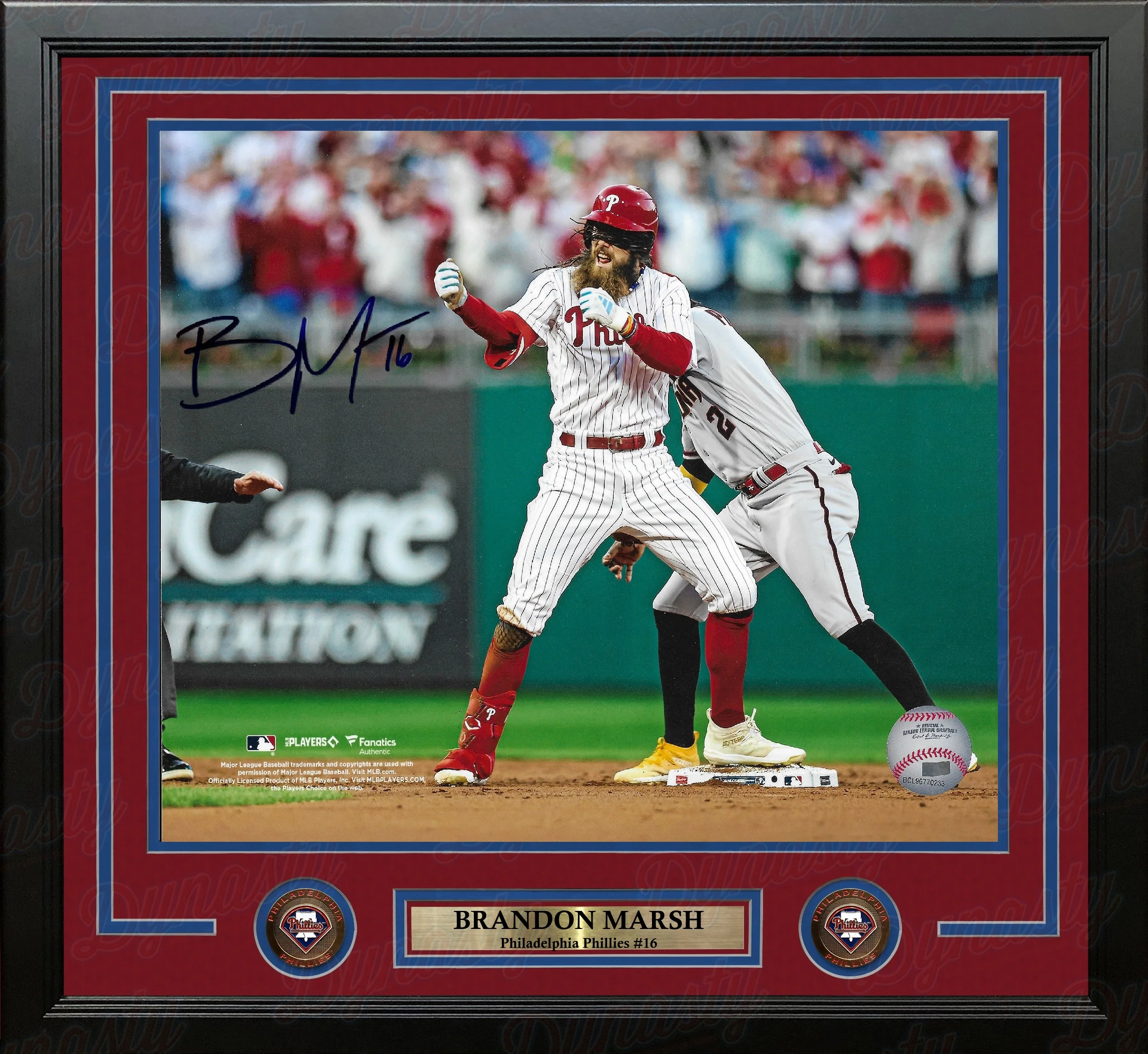 Brandon Marsh Celebration Philadelphia Phillies Autographed 16" x 20" Framed Baseball Photo