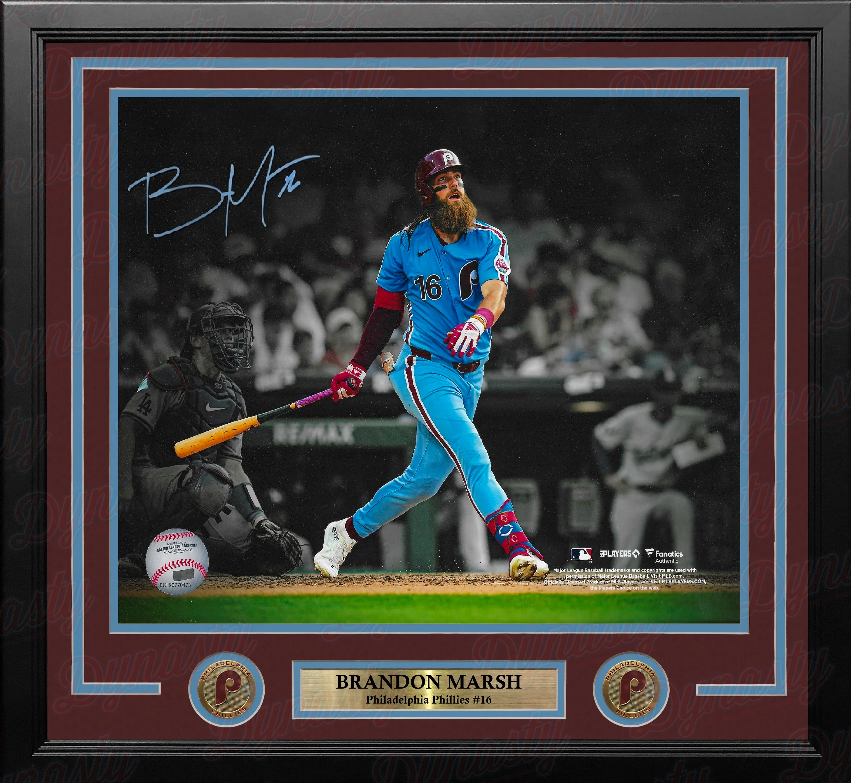 Brandon Marsh Home Run Philadelphia Phillies Autographed 11" x 14" Framed Throwback Blackout Photo