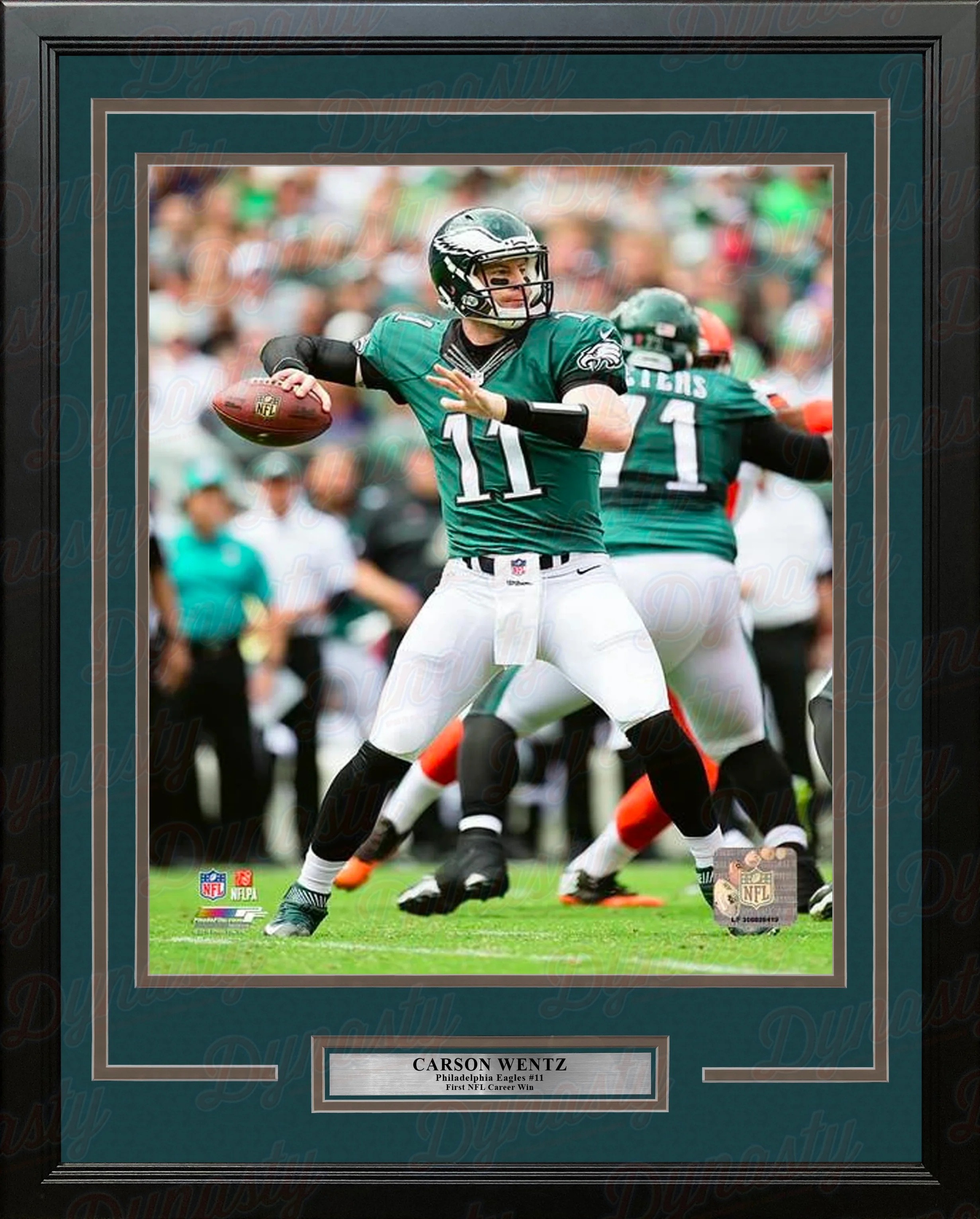 Carson Wentz First Career Win Philadelphia Eagles 16" x 20" Framed Football Photo