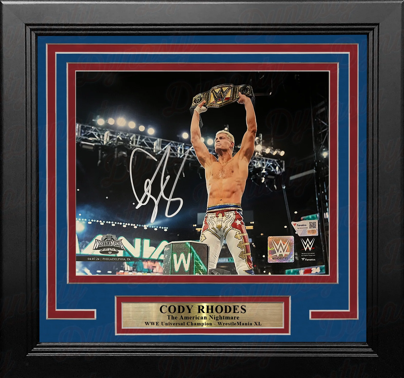 Cody Rhodes WrestleMania XL Championship Celebration Autographed 8" x 10" Framed WWE Wrestling Photo - Image 2
