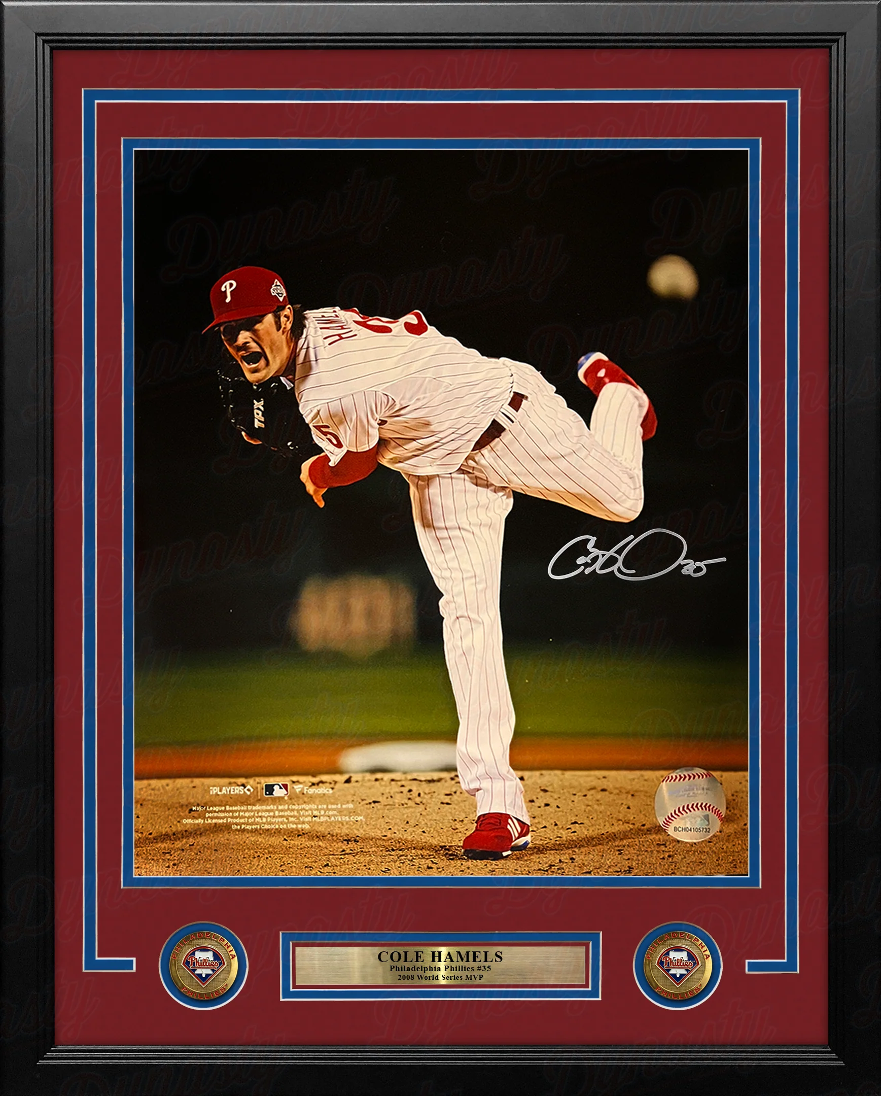 Cole Hamels 2008 World Series Philadelphia Phillies Autographed 16" x 20" Framed Baseball Photo - Image 2