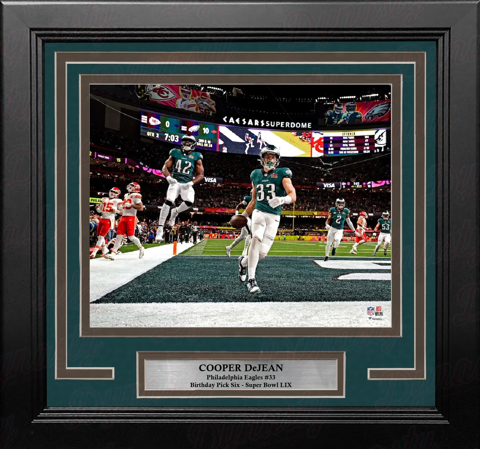 Cooper DeJean Super Bowl LIX Pick Six Philadelphia Eagles 8" x 10" Framed Football Photo