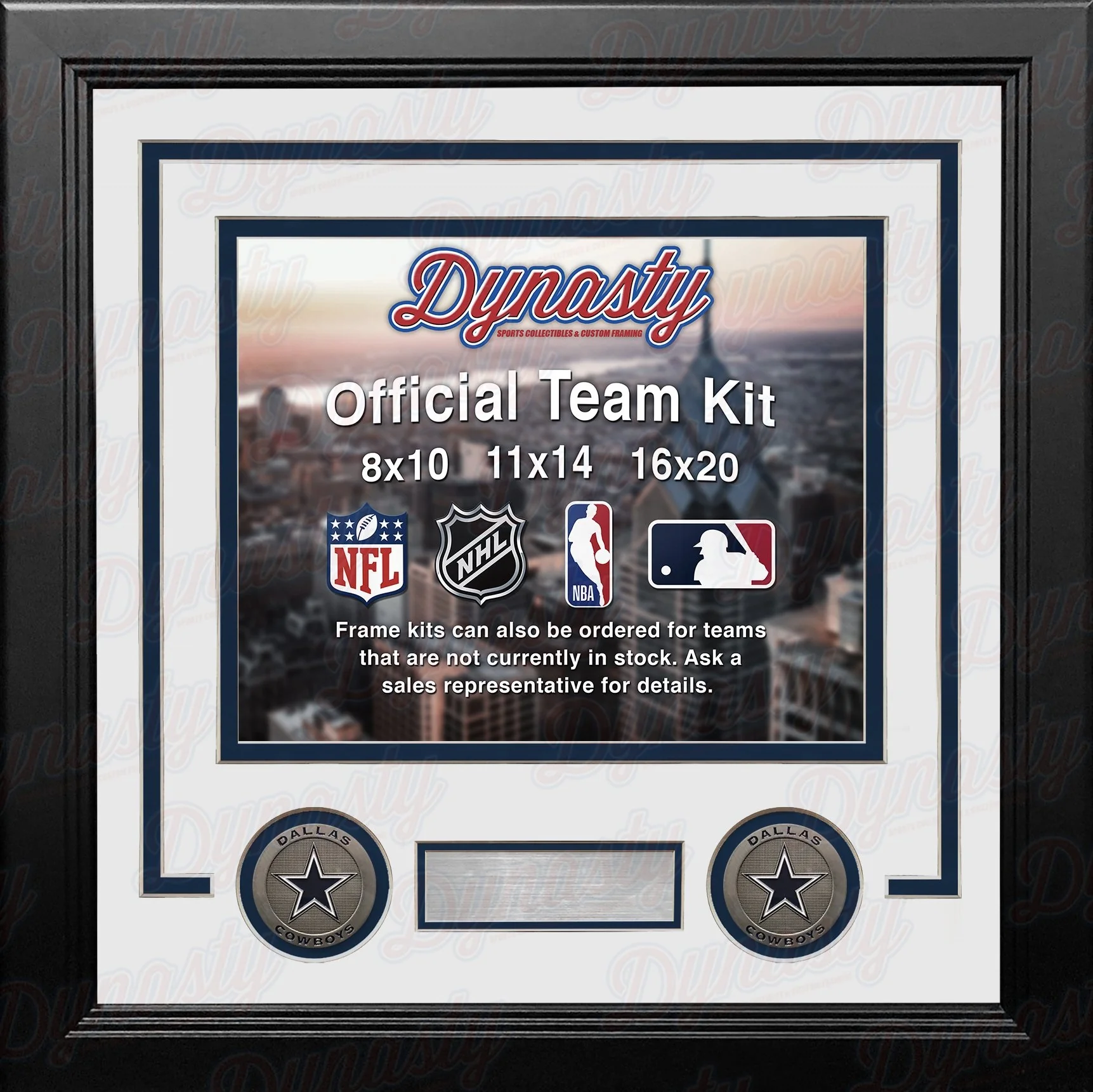 Dallas Cowboys Custom NFL Football 8x10 Picture Frame Kit (Multiple Colors) - Image 3