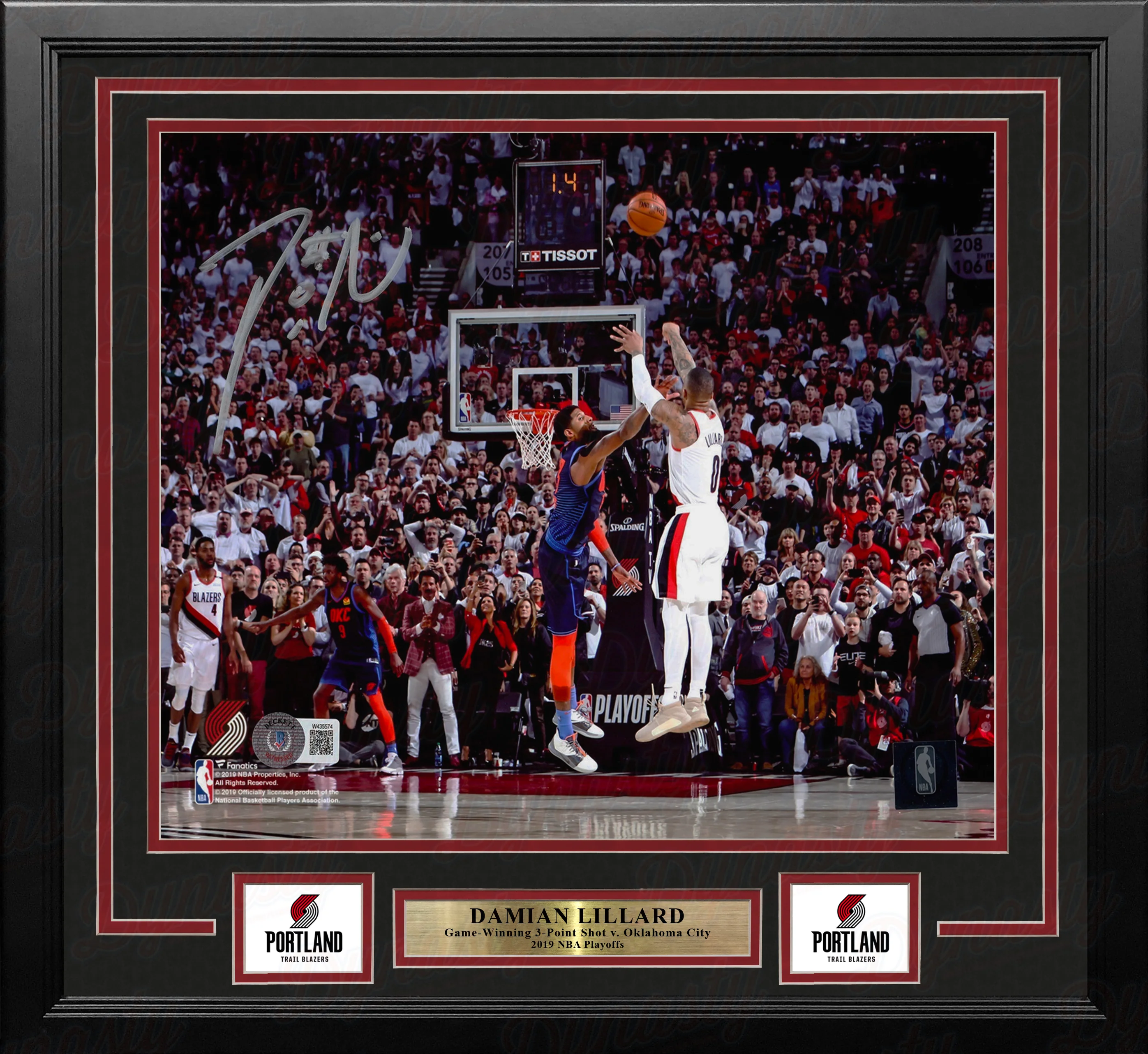 Damian Lillard Portland Trail Blazers Game-Winning 3-Point Shot v OKC Autographed 16x20 Framed Photo