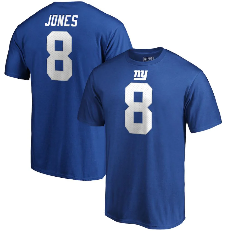 Daniel Jones New York Giants NFL Football Name & Number T-Shirt – Royal Blue