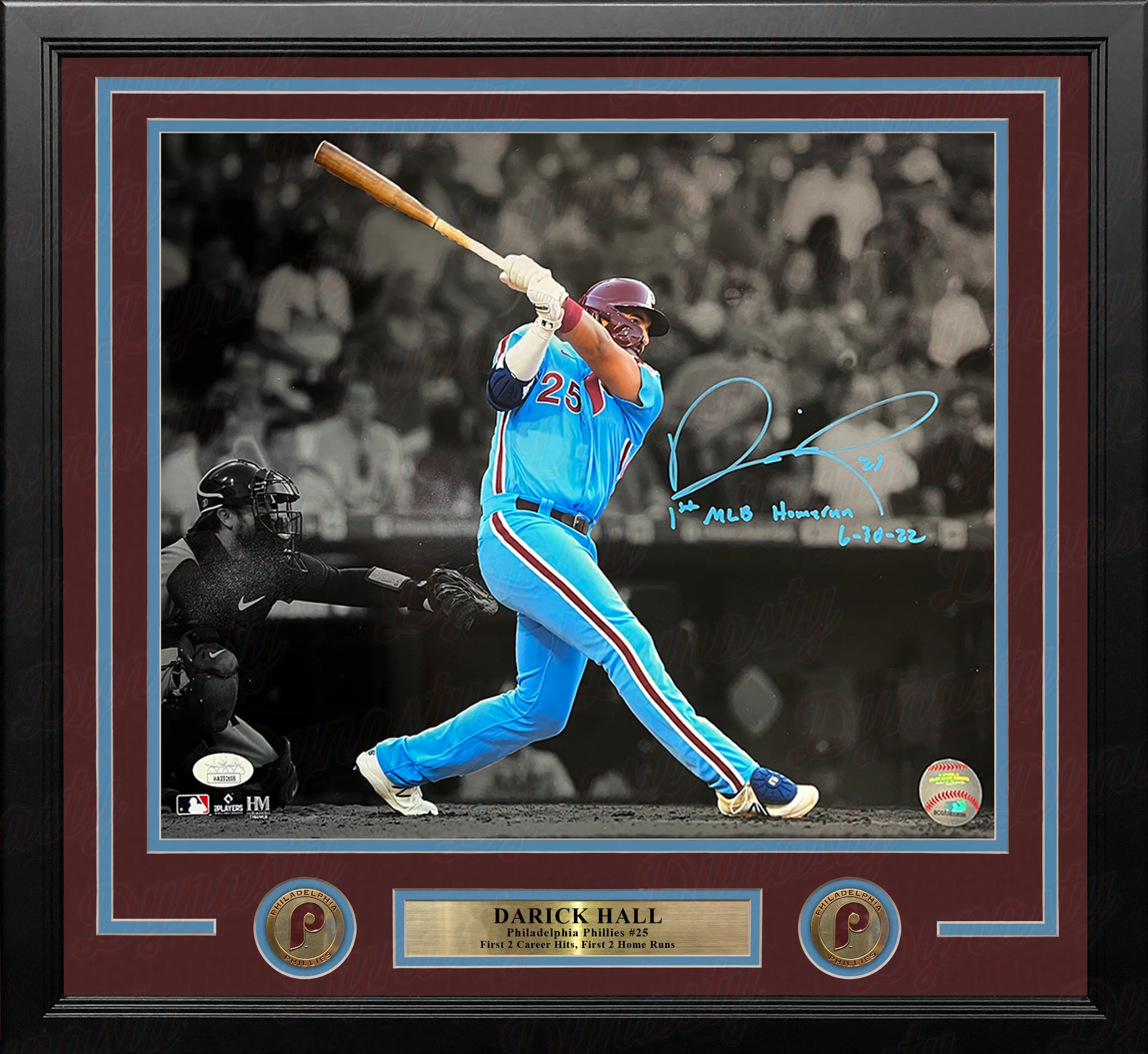 Darick Hall First Home Run Philadelphia Phillies Autographed Framed Baseball Photo - Image 5