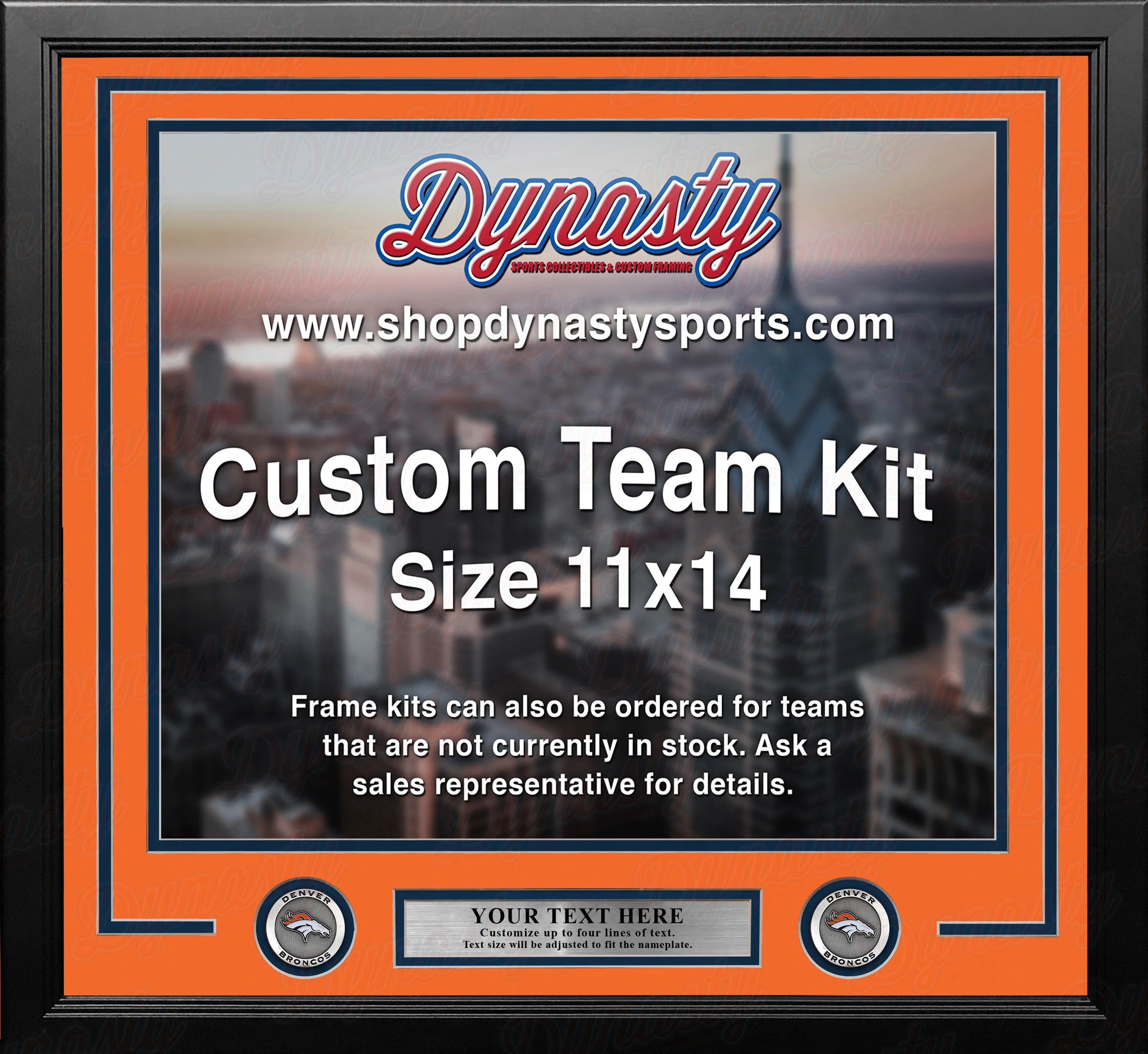 Denver Broncos Custom NFL Football 11x14 Picture Frame Kit (Multiple Colors) - Image 2
