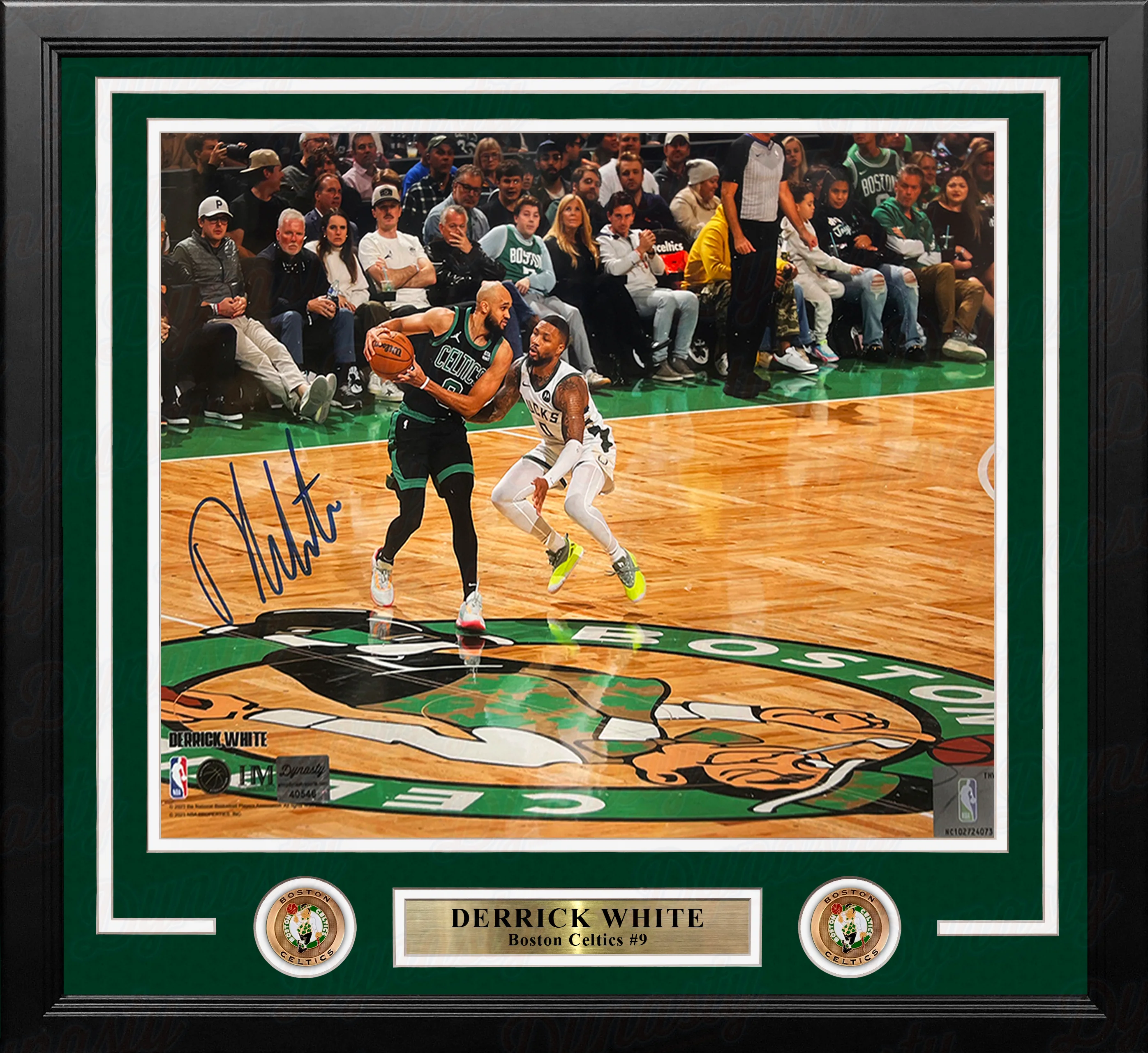 Derrick White v. Lillard Boston Celtics Autographed 11" x 14" Framed Basketball Photo - Image 2