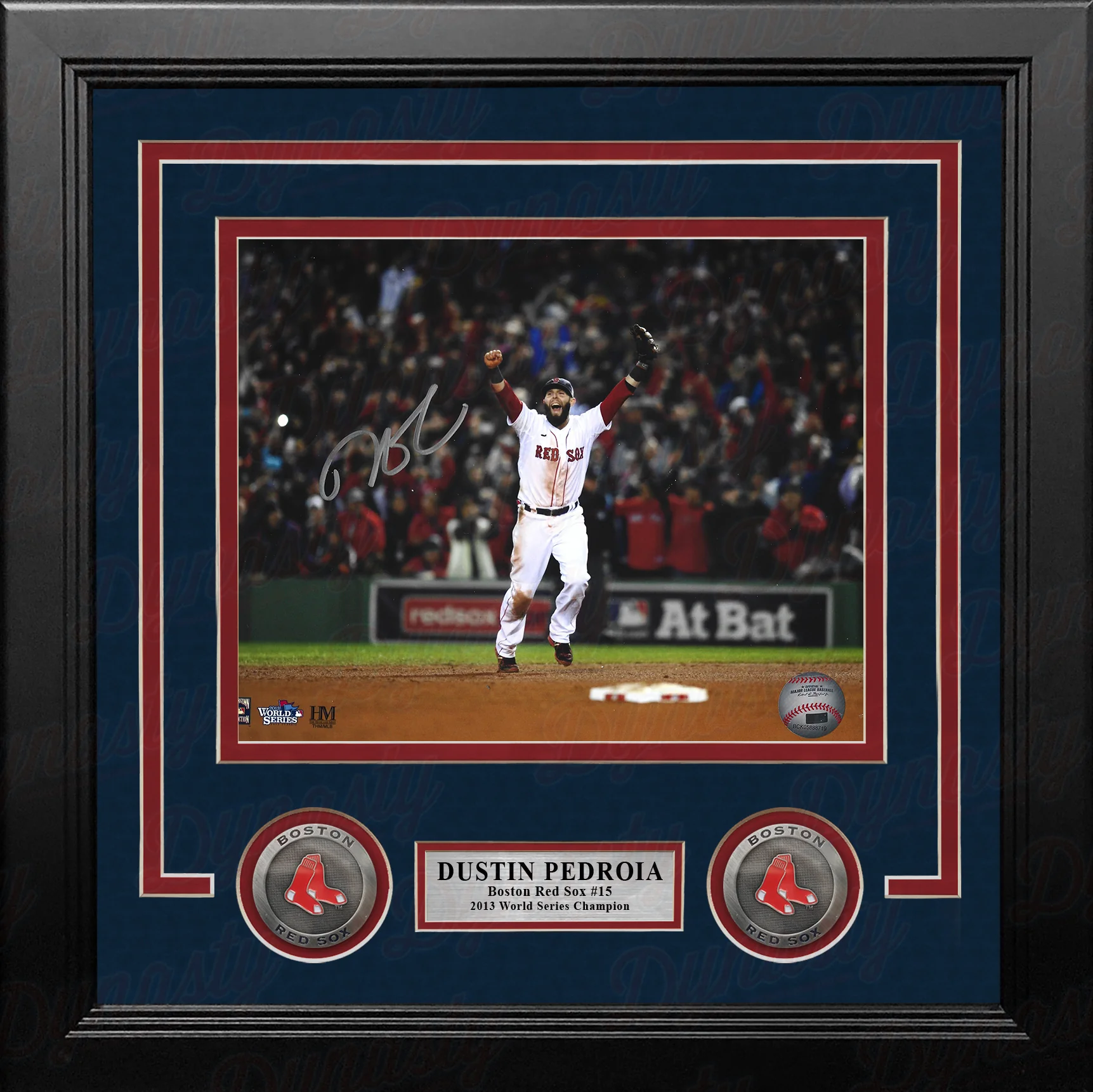Dustin Pedroia 2013 World Series Celebration Boston Red Sox Autographed 8x10 Framed Baseball Photo - Image 2