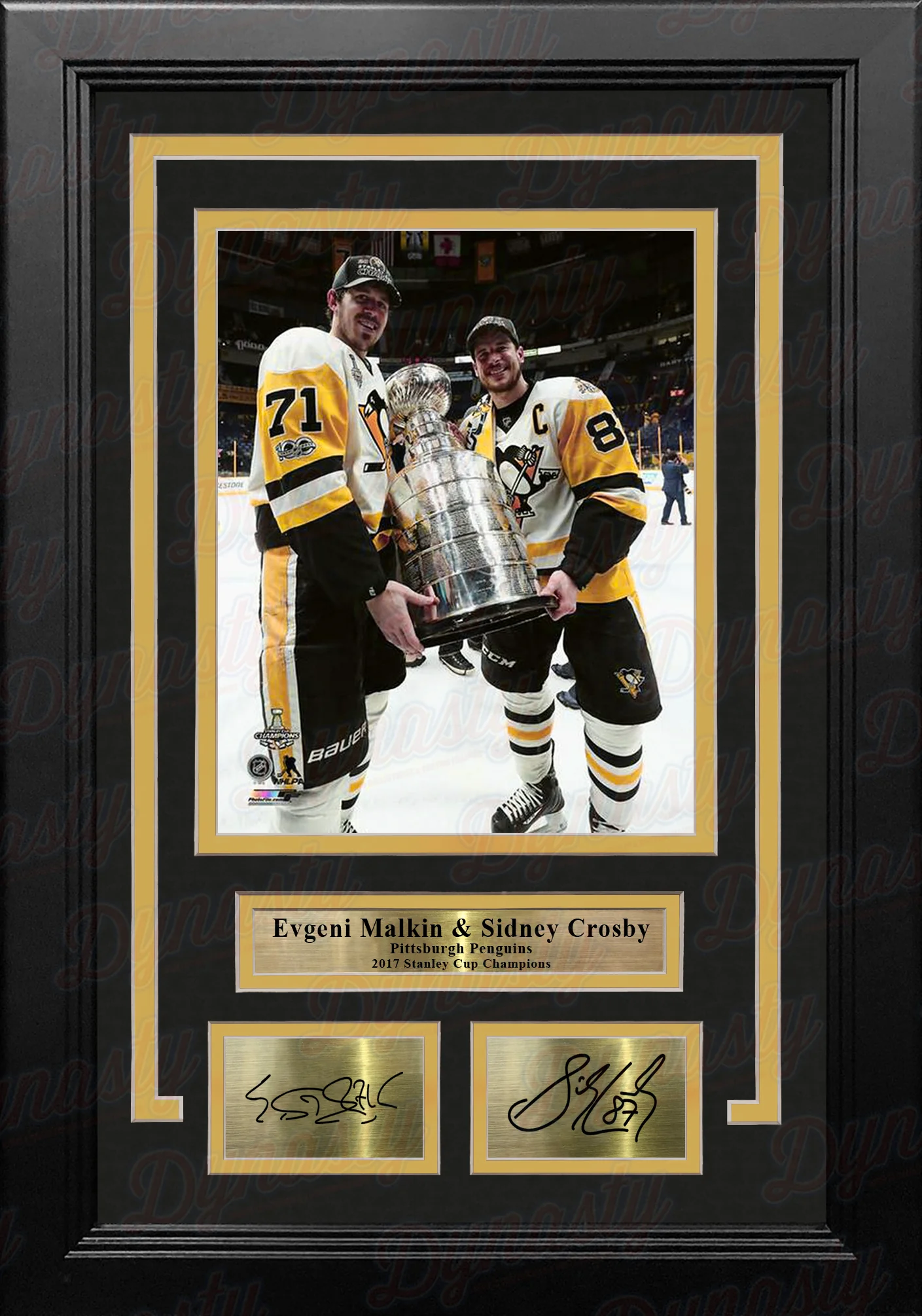 Evgeni Malkin & Sidney Crosby Stanley Cup Pittsburgh Penguins 8x10 Framed Photo Engraved Autographs