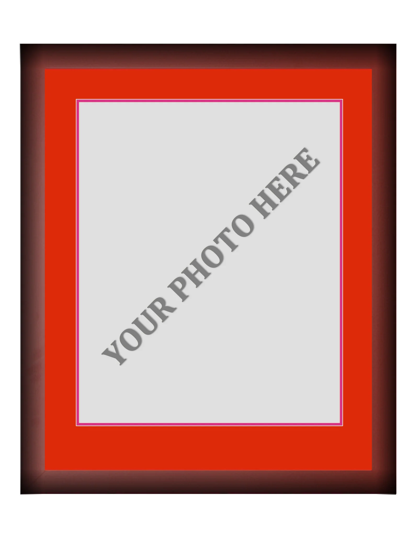 Frame Kit - Cherry Wood Frame | Red Matting | Pink Trim