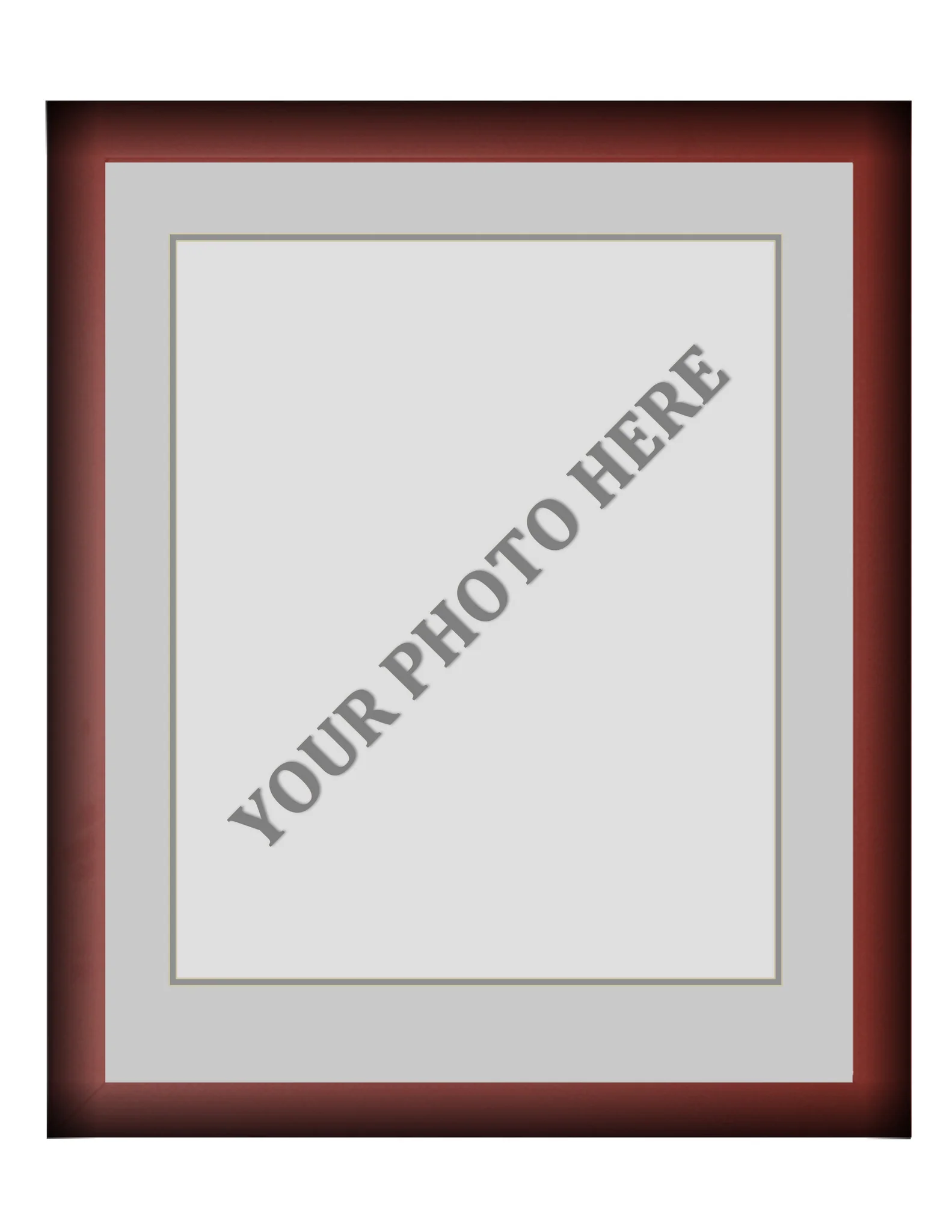 Frame Kit - Cherry Wood Frame | Silver Matting | Gray Trim