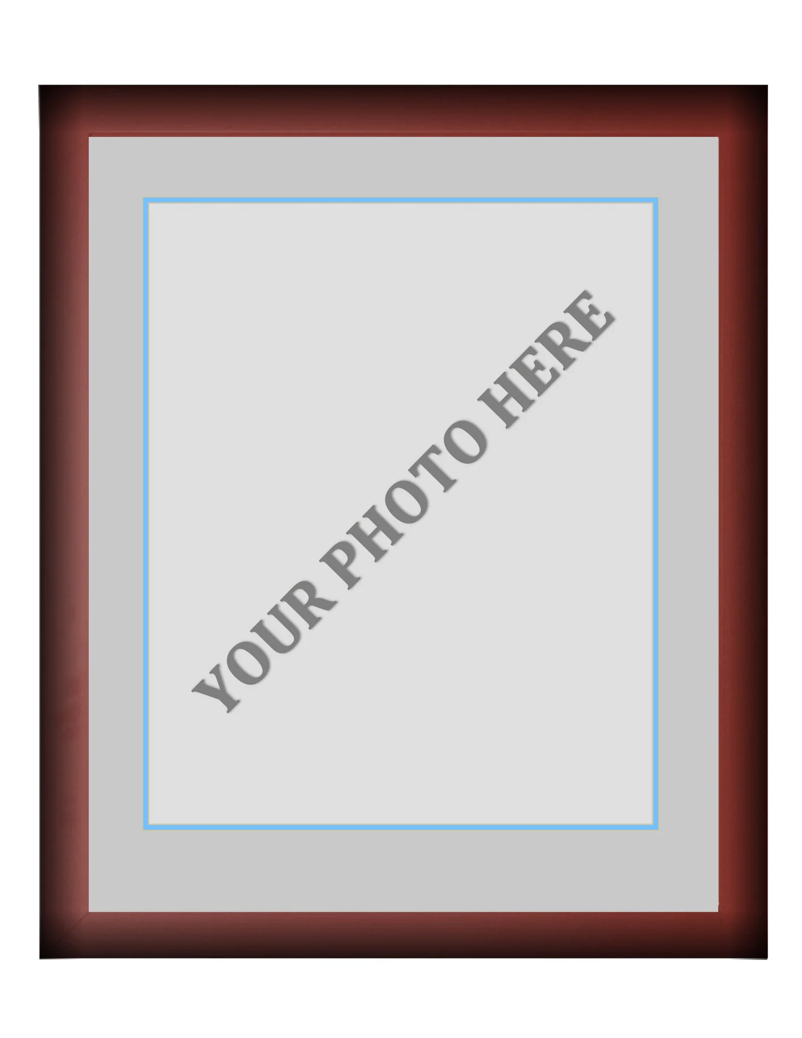 Frame Kit - Cherry Wood Frame | Silver Matting | Light Blue Trim