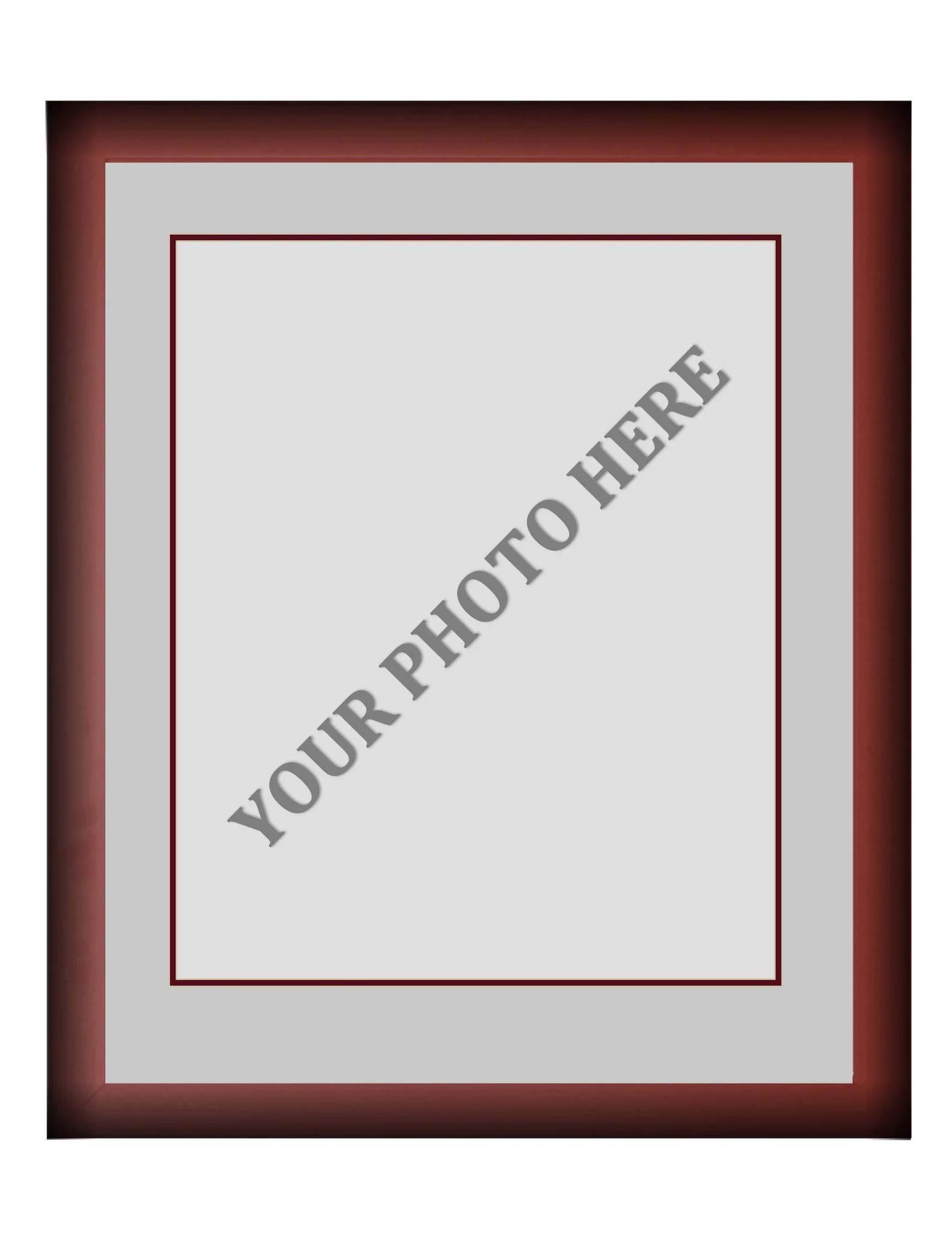 Frame Kit - Cherry Wood Frame | Silver Matting | Maroon Trim