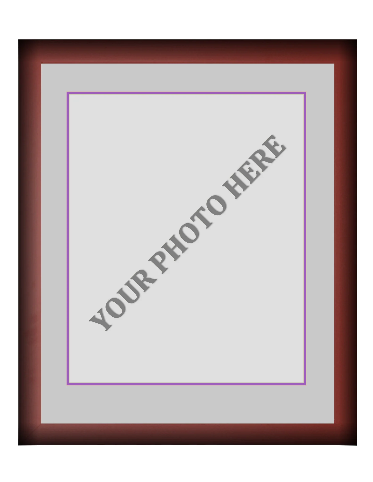 Frame Kit - Cherry Wood Frame | Silver Matting | Purple Trim