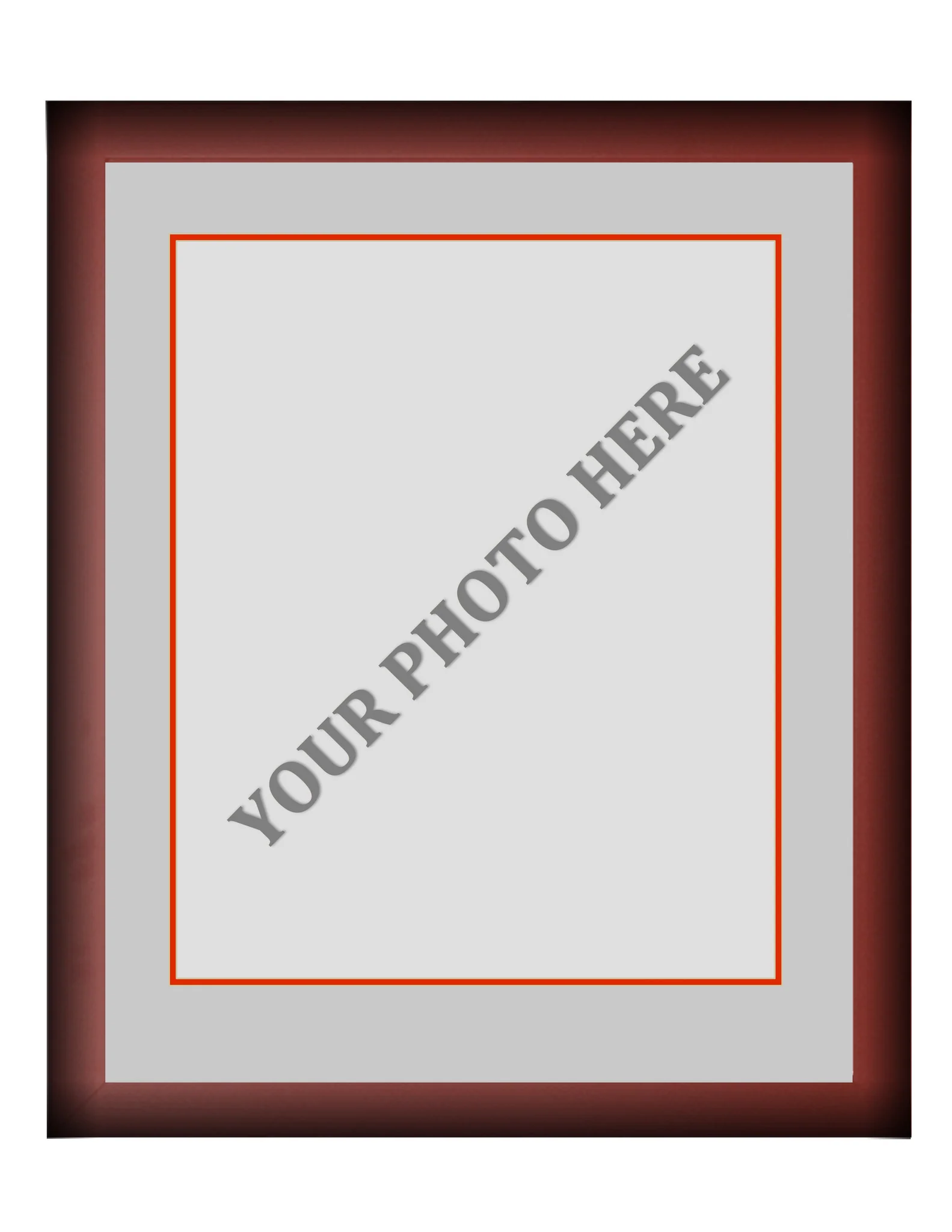 Frame Kit - Cherry Wood Frame | Silver Matting | Red Trim