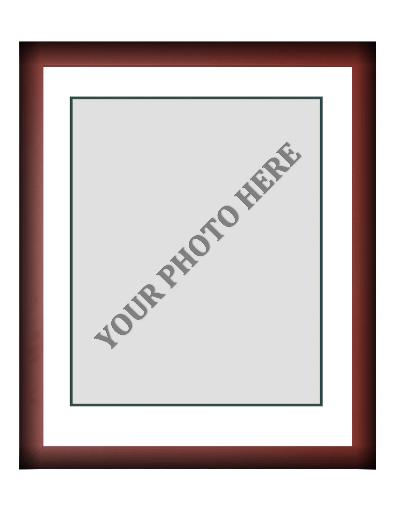 Frame Kit - Cherry Wood Frame | White Matting | Dark Green Trim