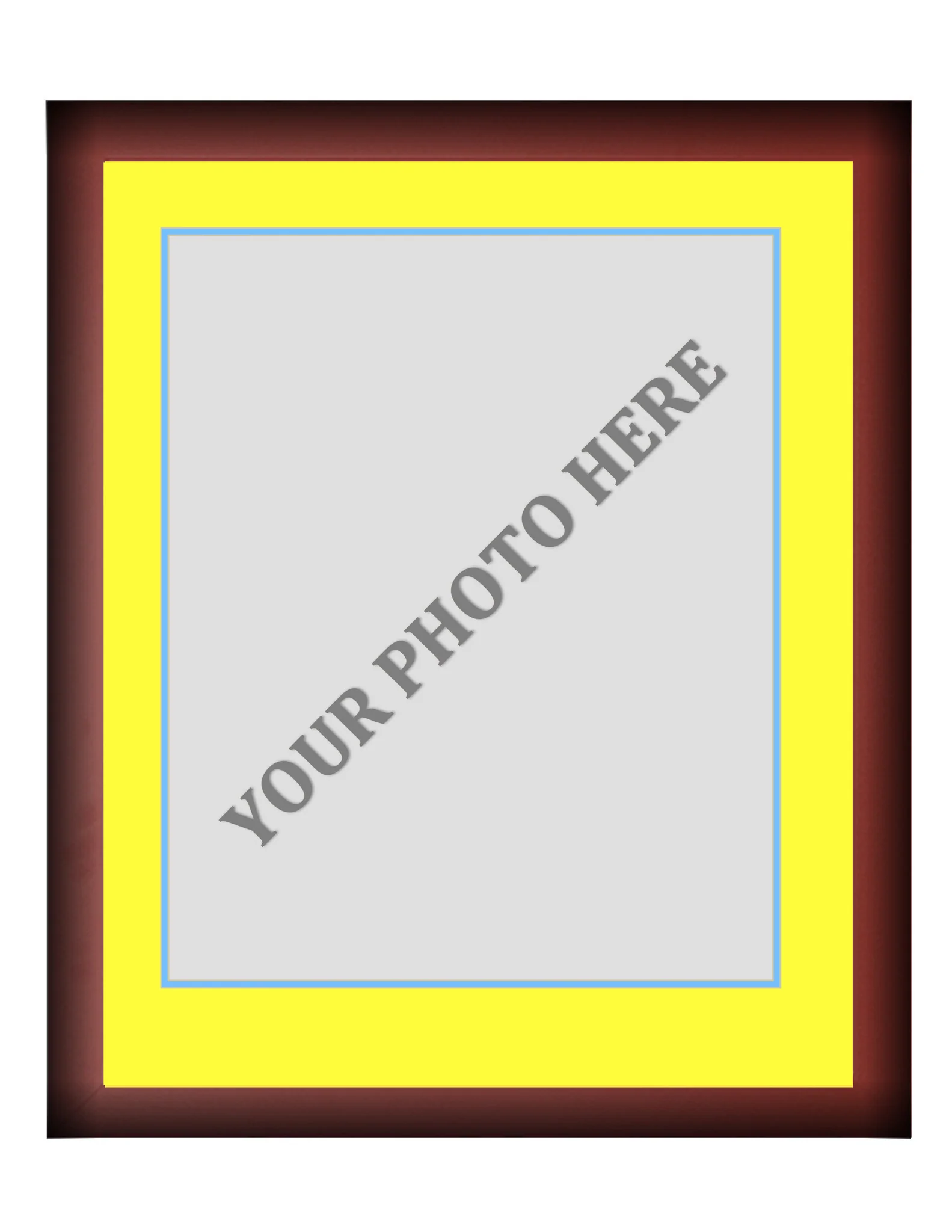 Frame Kit - Cherry Wood Frame | Yellow Matting | Light Blue Trim