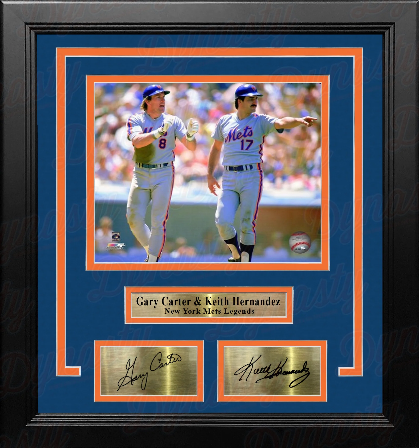 Gary Carter & Keith Hernandez in Action New York Mets 8" x 10" Framed Photo with Engraved Autographs