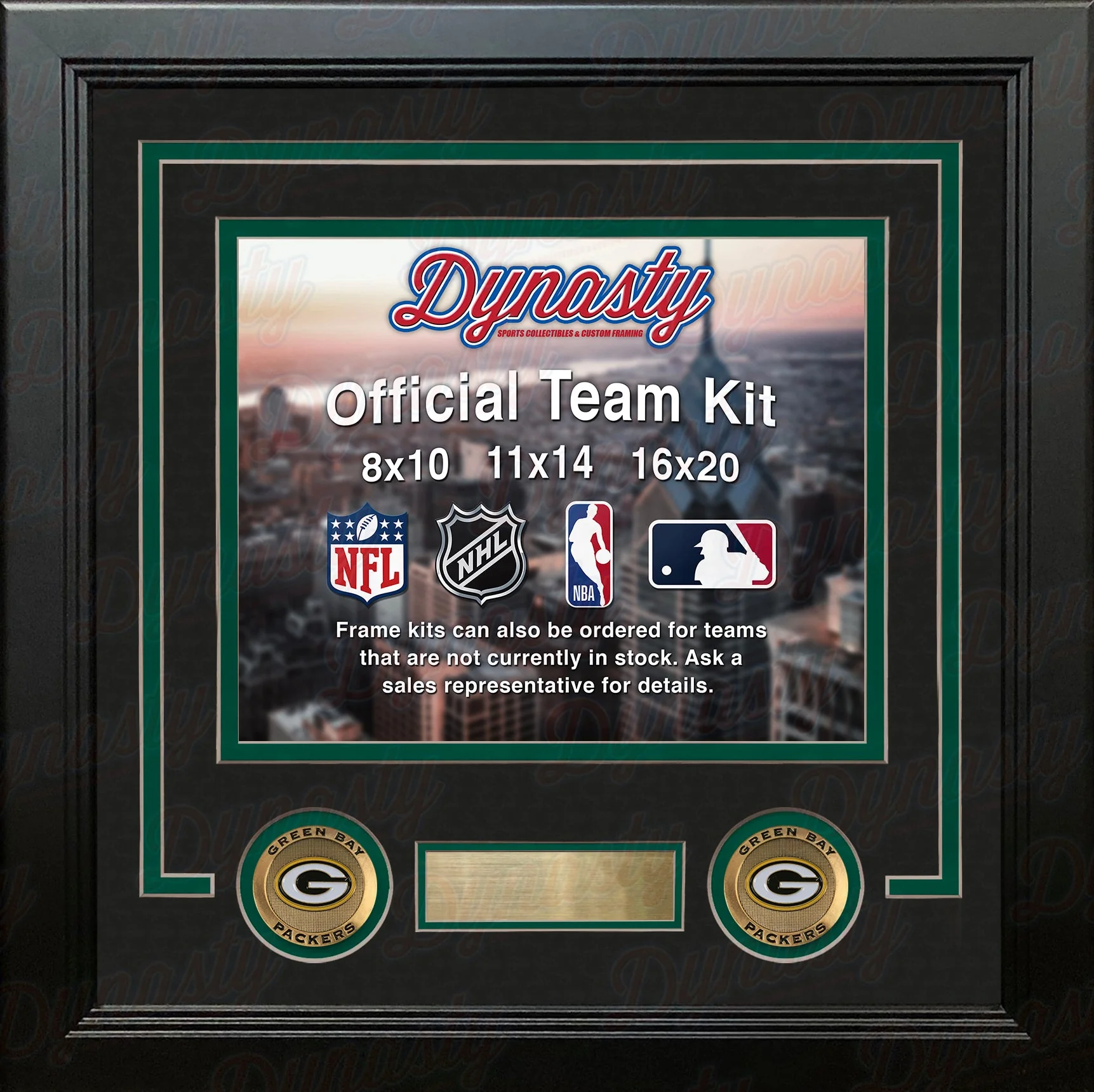 Green Bay Packers Custom NFL Football 8x10 Picture Frame Kit (Multiple Colors) - Image 3