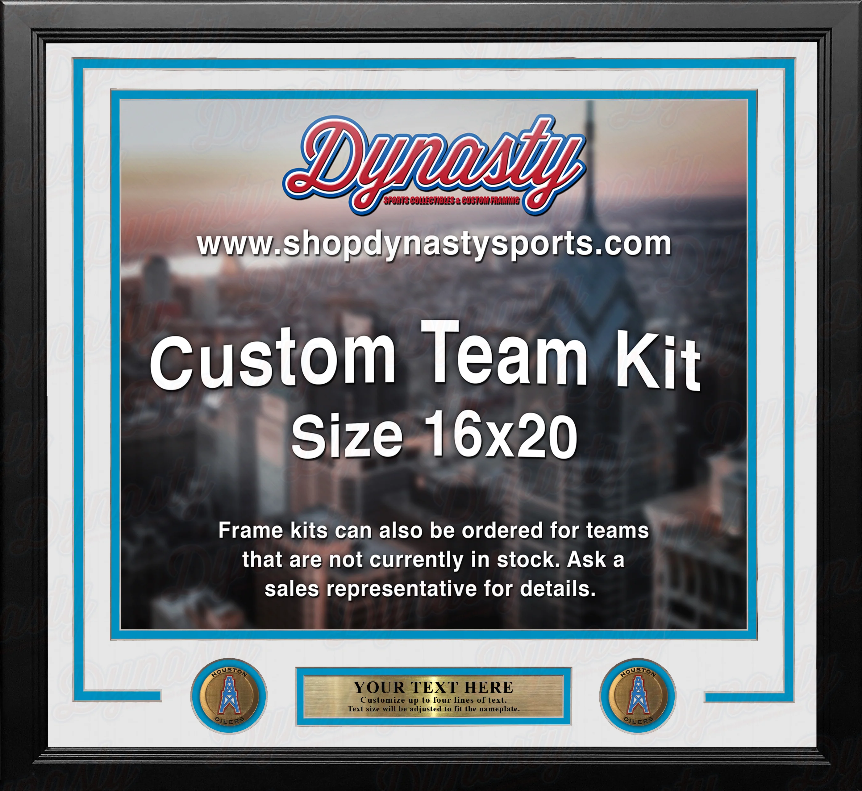 Houston Oilers Throwback Custom NFL Football 16x20 Picture Frame Kit (Multiple Colors) - Image 3