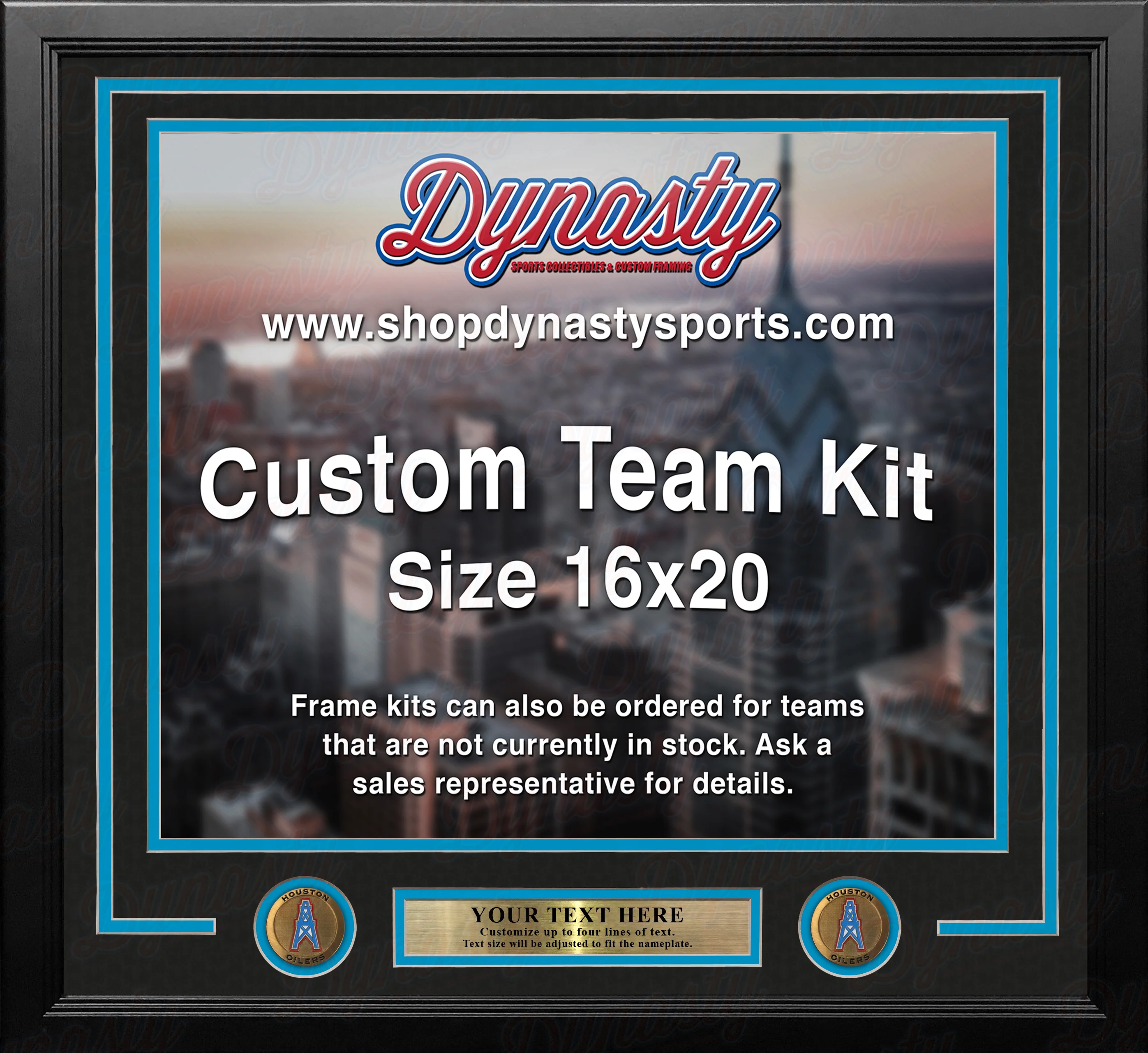 Houston Oilers Throwback Custom NFL Football 16x20 Picture Frame Kit (Multiple Colors) - Image 4