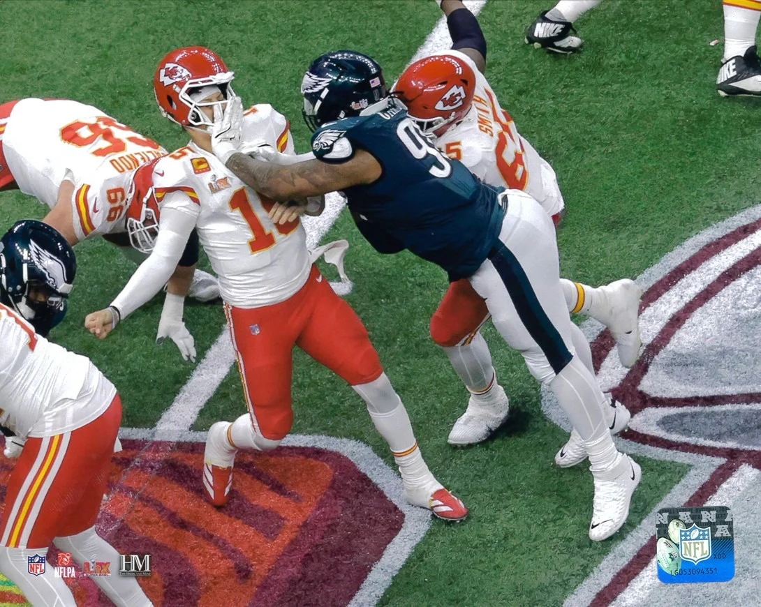 Jalen Carter Hits Mahomes Philadelphia Eagles 8" x 10" Super Bowl LIX Football Photo