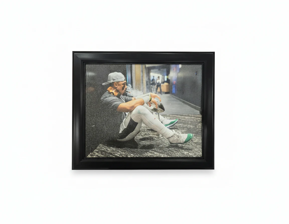 Jalen Hurts Cigar & Trophy Philadelphia Eagles Super Bowl Champions 16" x 20" Framed Football Canvas