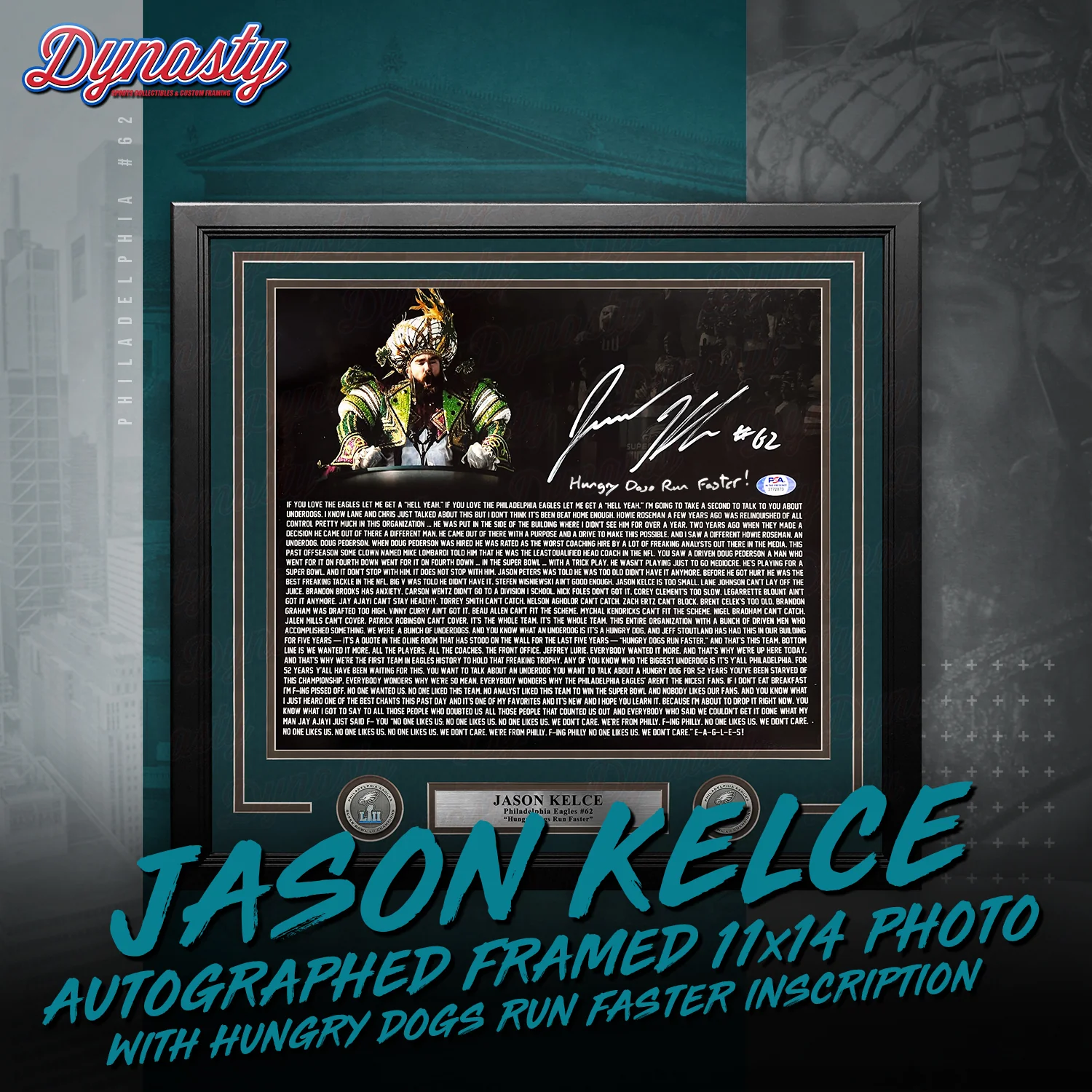 Jason Kelce Autographed Parade Speech Text Framed Photo | Retirement Pre-Sale Opportunity - Image 7