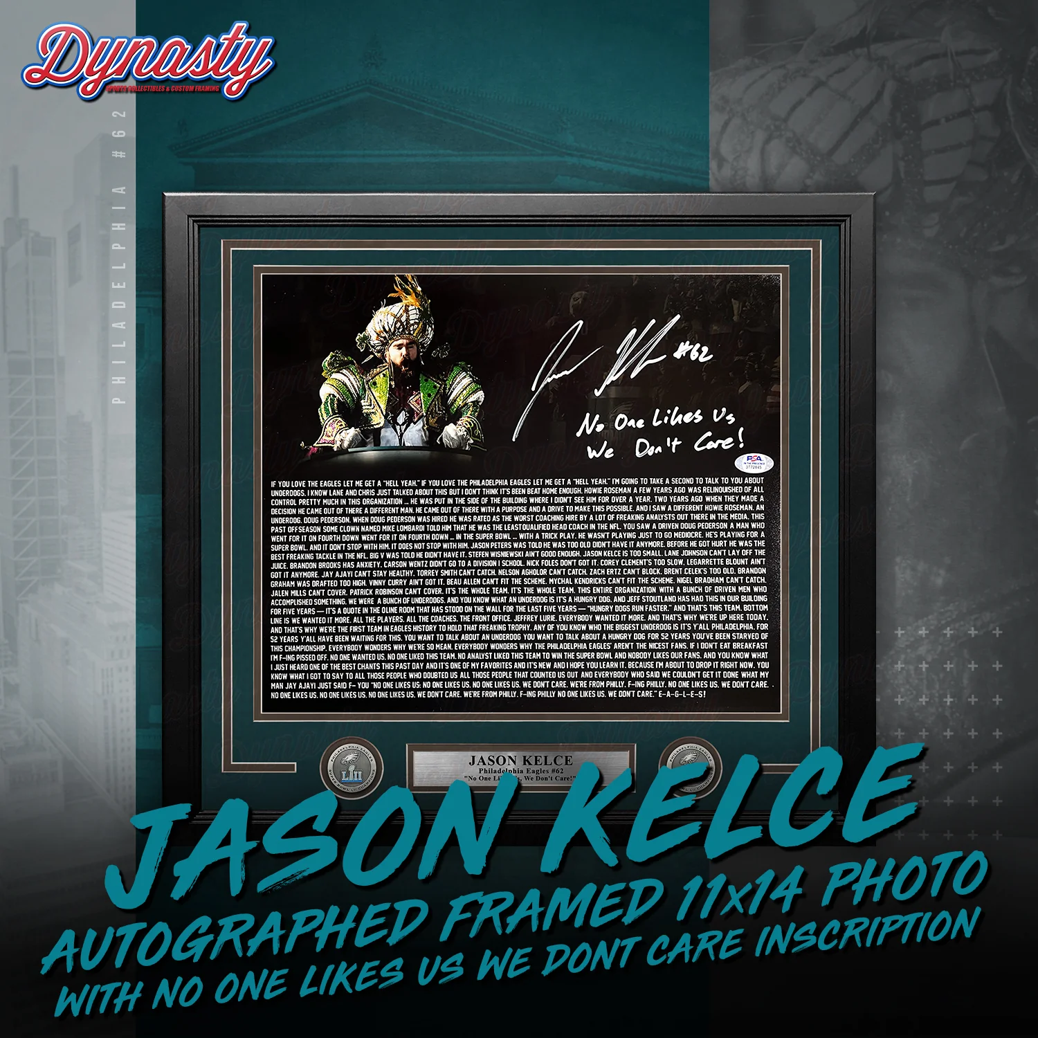 Jason Kelce Autographed Parade Speech Text Framed Photo | Retirement Pre-Sale Opportunity - Image 8