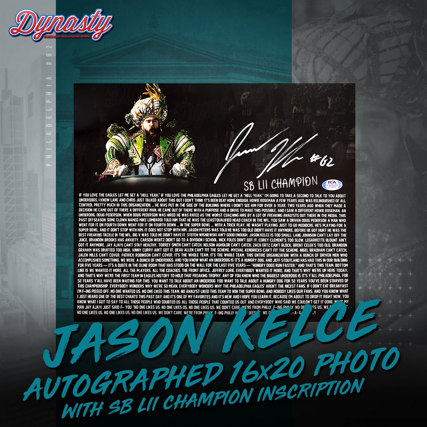 Jason Kelce Autographed Parade Speech Text Photo | Retirement Pre-Sale Opportunity - Image 14
