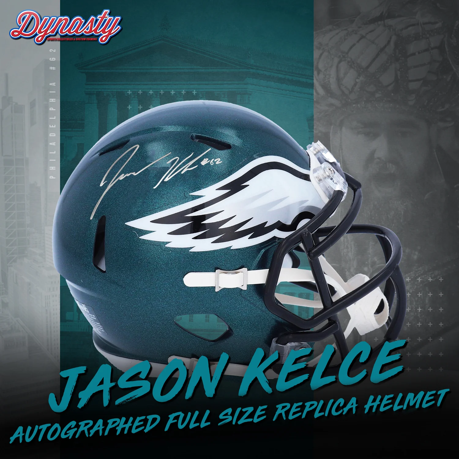 Jason Kelce Autographed Philadelphia Eagles Full Size Replica Helmet | Retirement Pre-Sale Opportunity