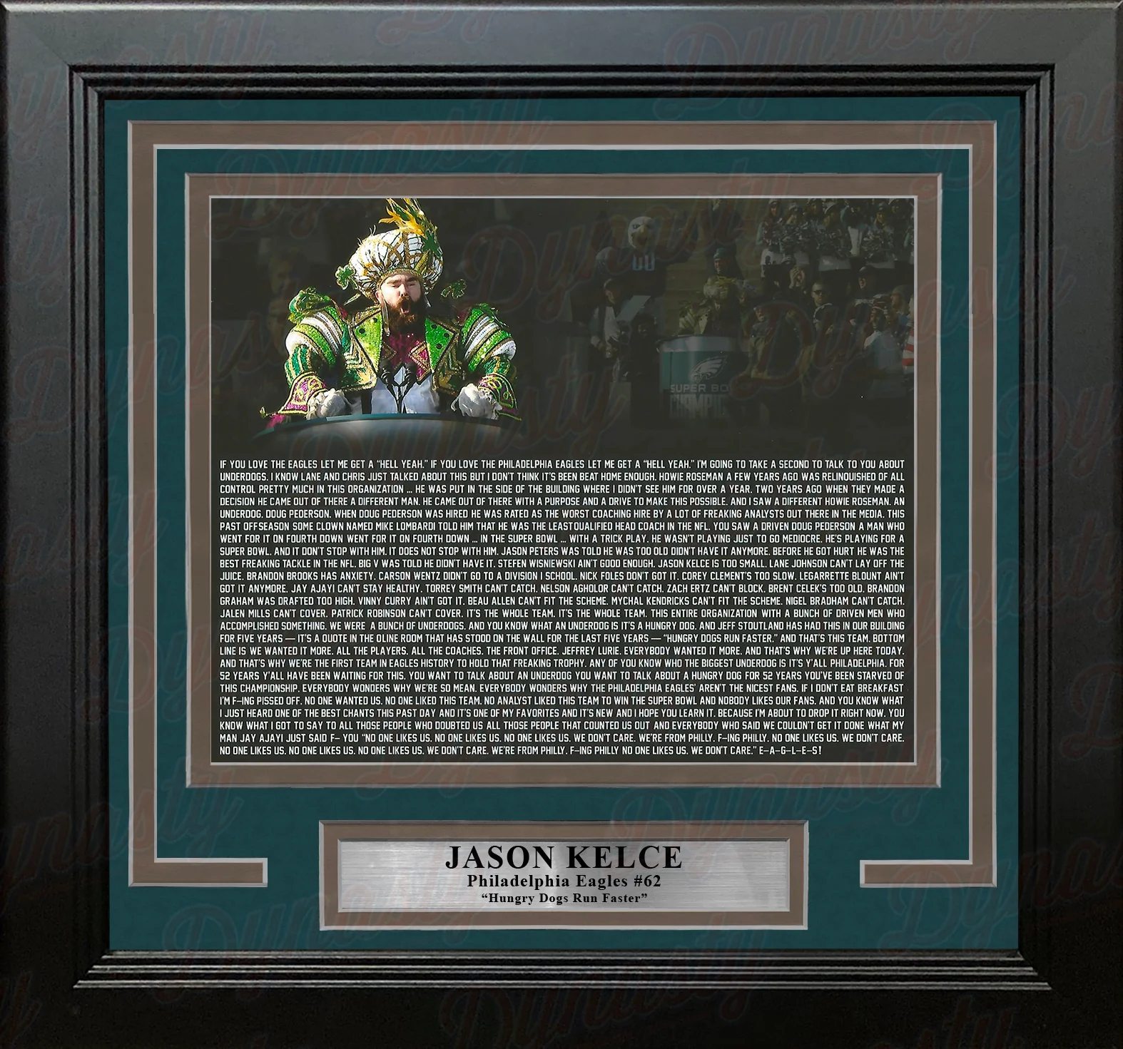 Jason Kelce Super Bowl LII Parade Speech Text Philadelphia Eagles Framed Football Photo