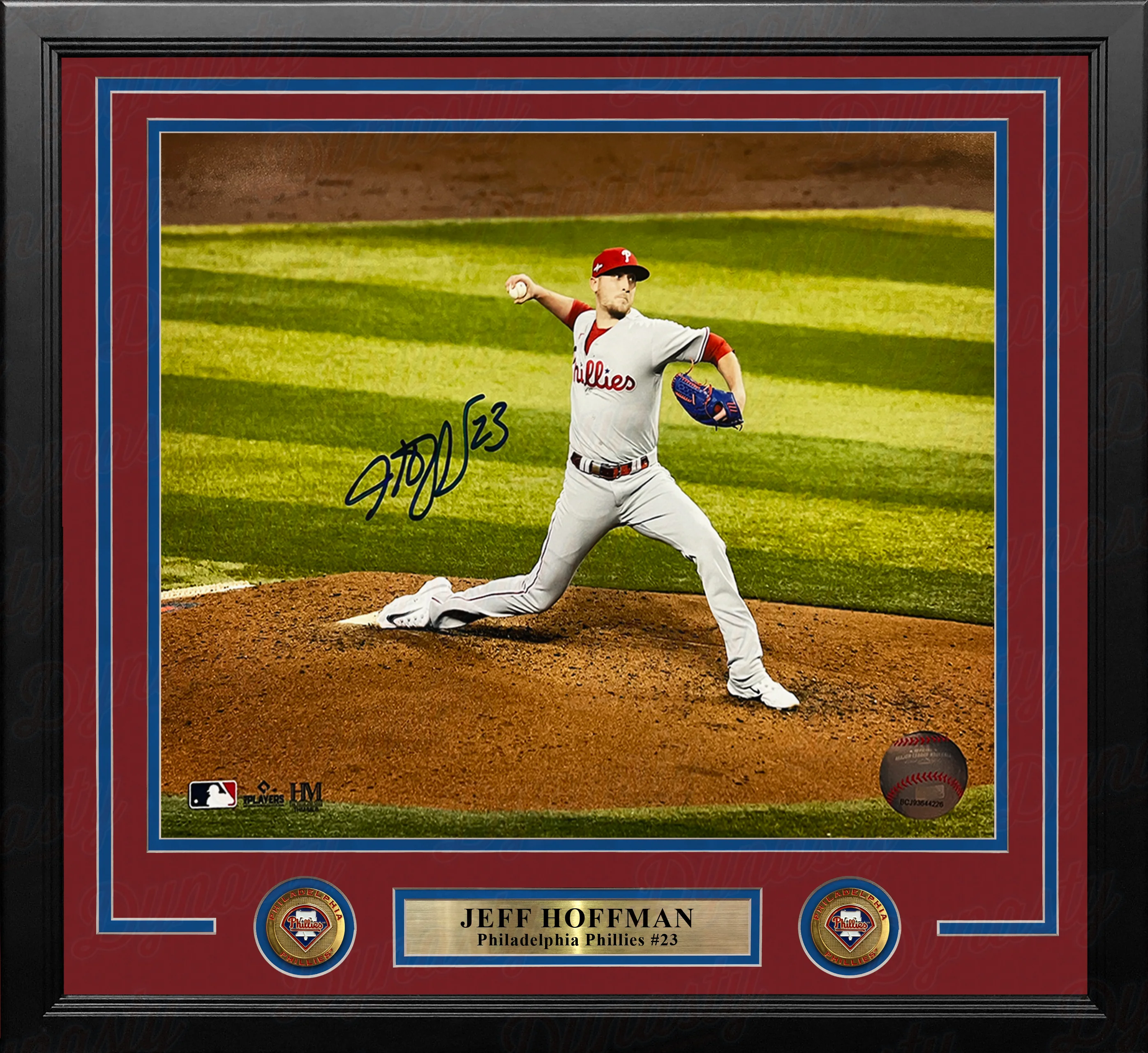 Jeff Hoffman Championship Action Philadelphia Phillies Autographed 11" x 14" Framed Baseball Photo - Image 2