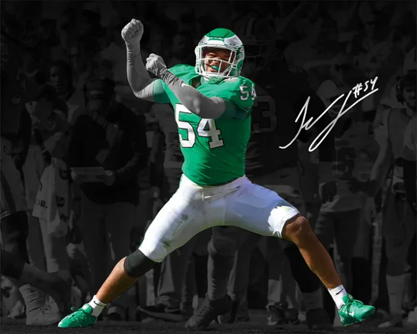 Jeremiah Trotter, Jr. Blackout Philadelphia Eagles Autographed 11" x 14" Football Photo - Image 2