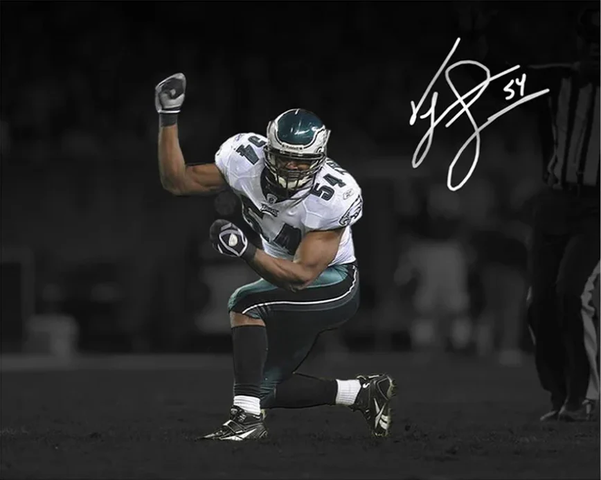 Jeremiah Trotter, Sr. Blackout Philadelphia Eagles Autographed 11" x 14" Football Photo - Image 2