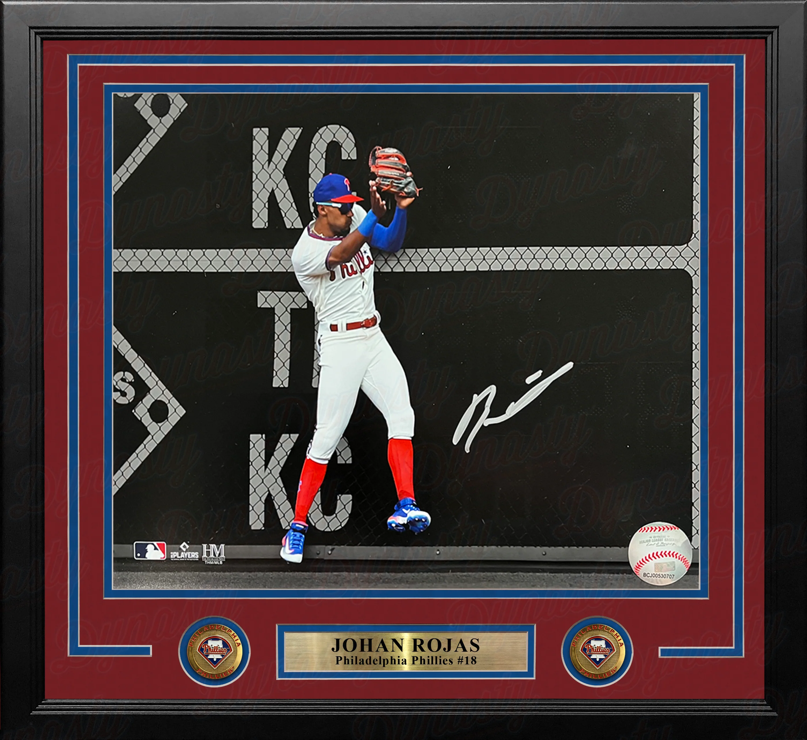 Johan Rojas Double Play Catch Philadelphia Phillies Autographed 11" x 14" Framed Spotlight Photo - Image 2