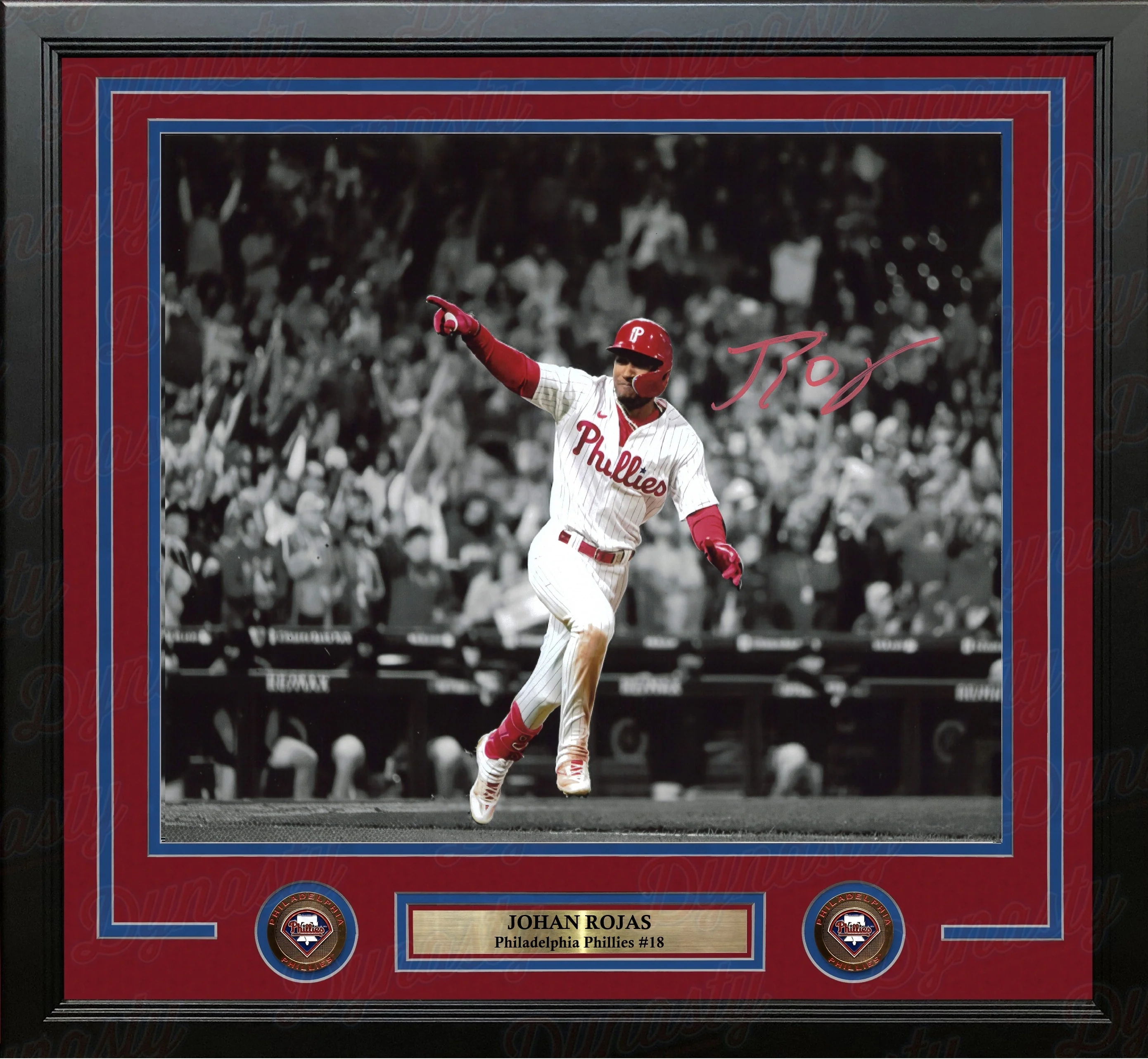 Johan Rojas Philadelphia Phillies Autographed 11" x 14" Framed Spotlight Baseball Photo (Red)